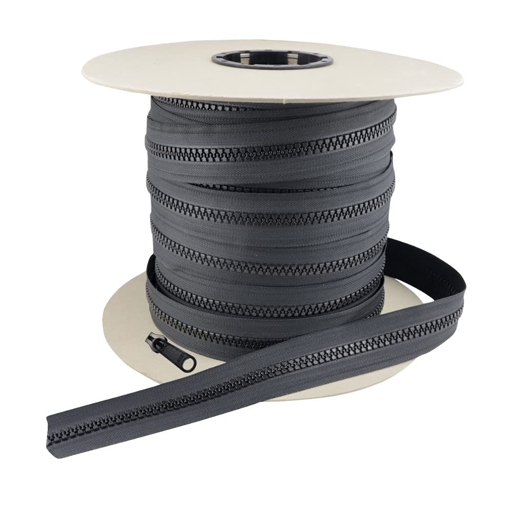 EZ-Xtend #10 Lenzip Chain Vislon Zipper by The Yard - Non-Locking Sliders (10 Yards & 8 Single Pulls) for Boat Cushions, Duffle Bags, Backpacks & Sewing Projects | Perfect for Marine Upholstery, Travel Gear & DIY Replacement Zippers