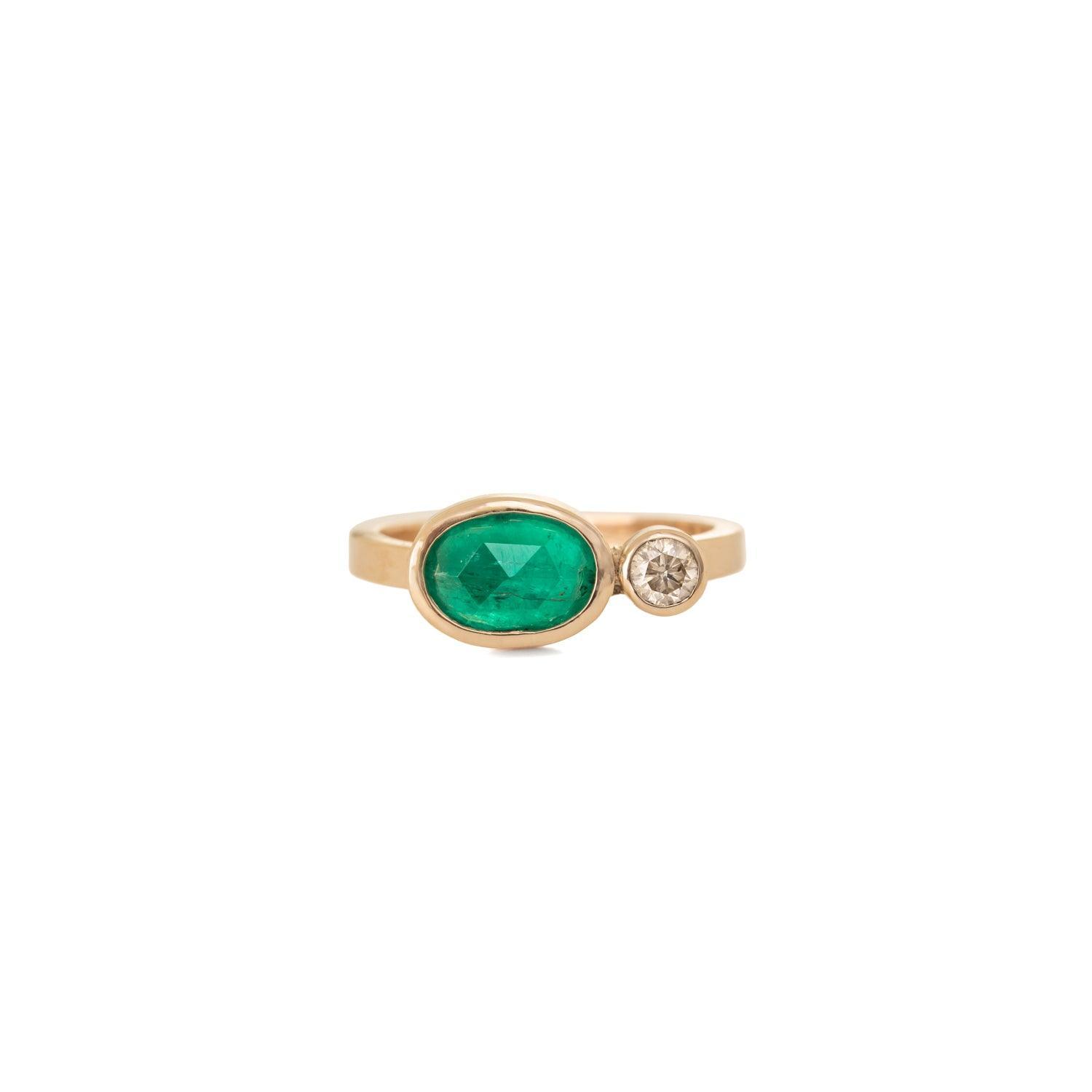 Maria Emerald & Diamond Ring for Women - 14K Gold Vintage Style Engagement & Wedding Band - Perfect for Anniversaries, Proposals & Special Occasions
