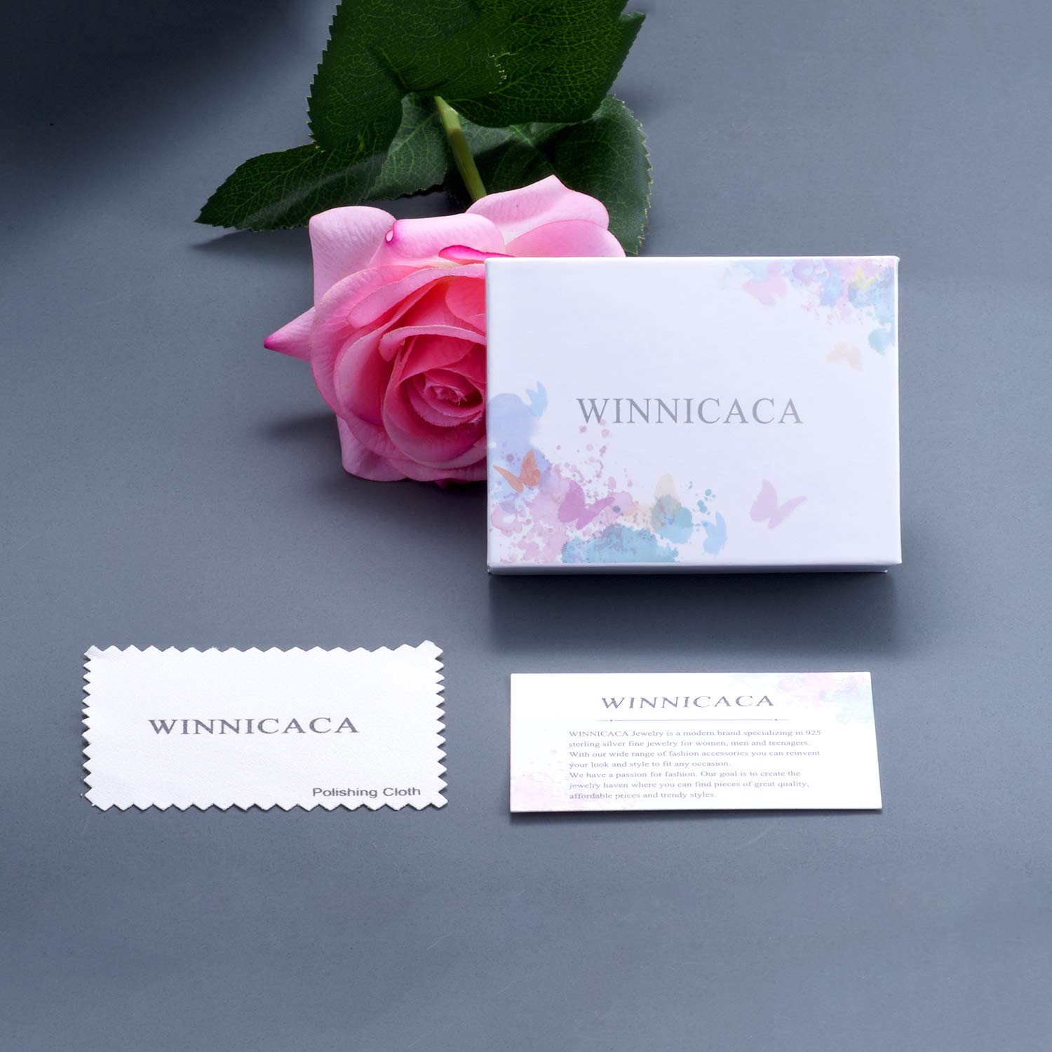 WINNICACA 925 Sterling Silver Blue Crystal Butterfly Stud Earrings for Women - Elegant Jewelry Gift for Her, Daughter, Sister, Mom, Girlfriend & Wife - Perfect for Birthday, Christmas & Special Occasions - Everyday Wear, Date Night & Office Accessory