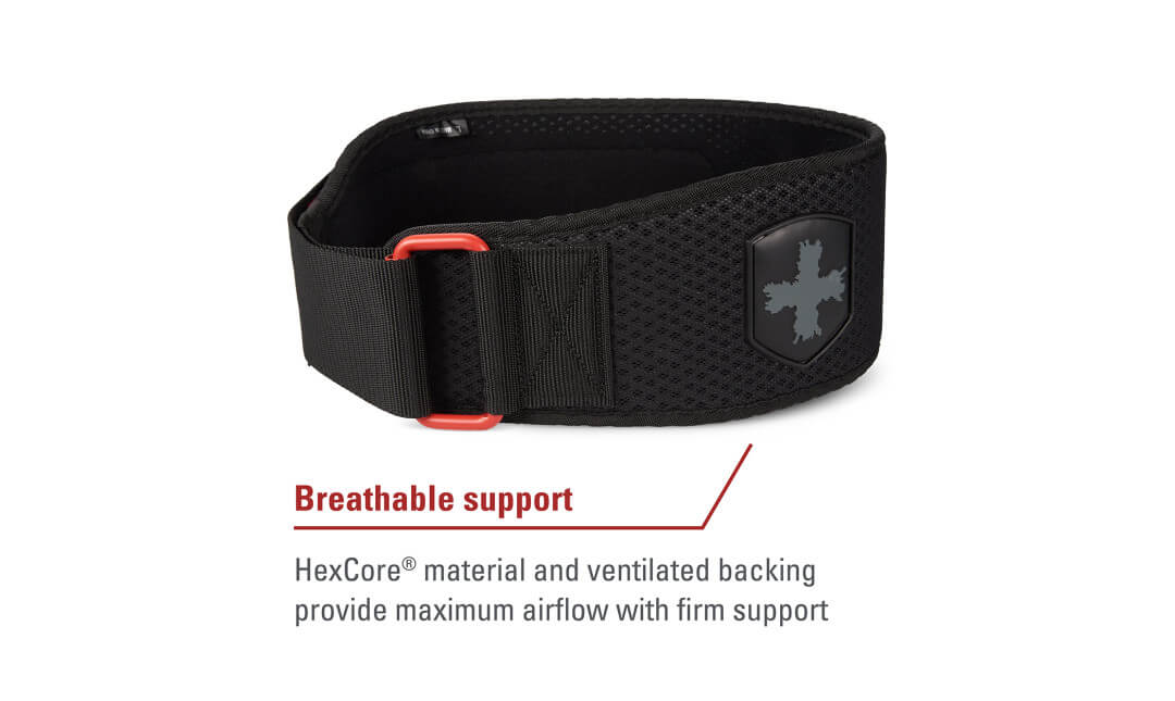 Harbinger Men's Hexcore Weightlifting Belt - Adjustable Gym Belt for Powerlifting & CrossFit - Red - Perfect for Strength Training & Workouts