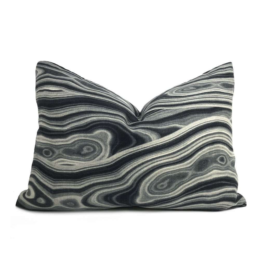 Robert Allen Malakos Black Gray Agate Geology Pillow Cover - Decorative Throw Pillow Case for Living Room, Bedroom, Sofa & Couch - 18x18 Inches