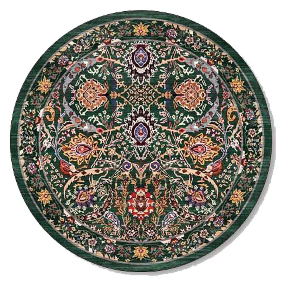 Large 6ft Boho Rug Pad - Non-Skid Washable Round Bohemian Area Rug for Living Room, Dining Room, Bedroom - Perfect for Home Decor Under Sofa or Coffee Table