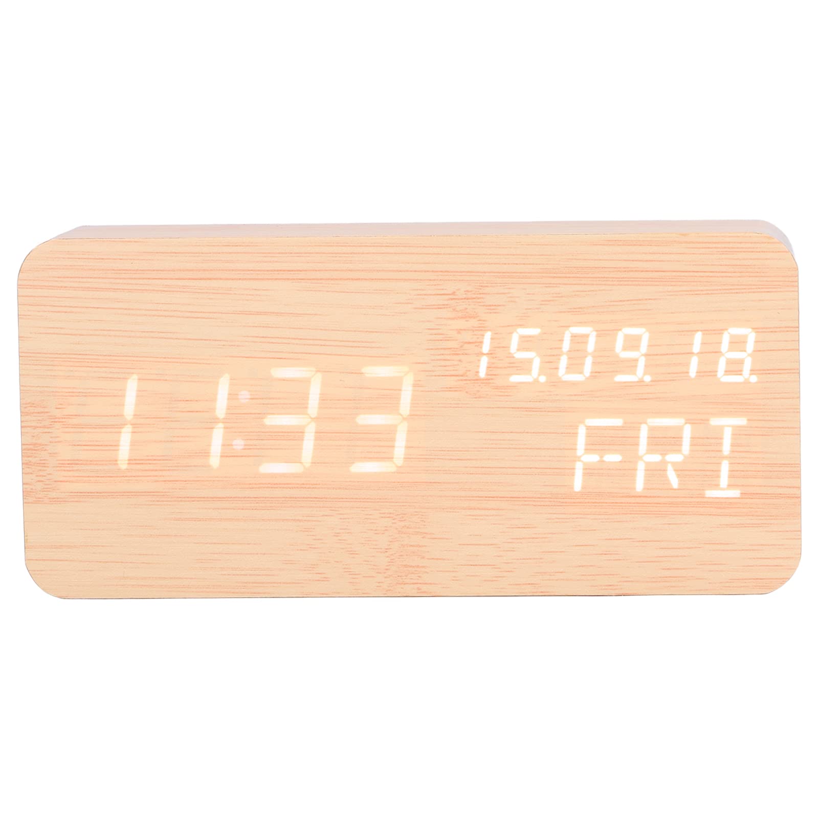 **Yosoo Wooden Alarm Clock with 3 Adjustable Brightness Levels - Multifunctional Digital Clock for Bedroom, Office & Home Use**