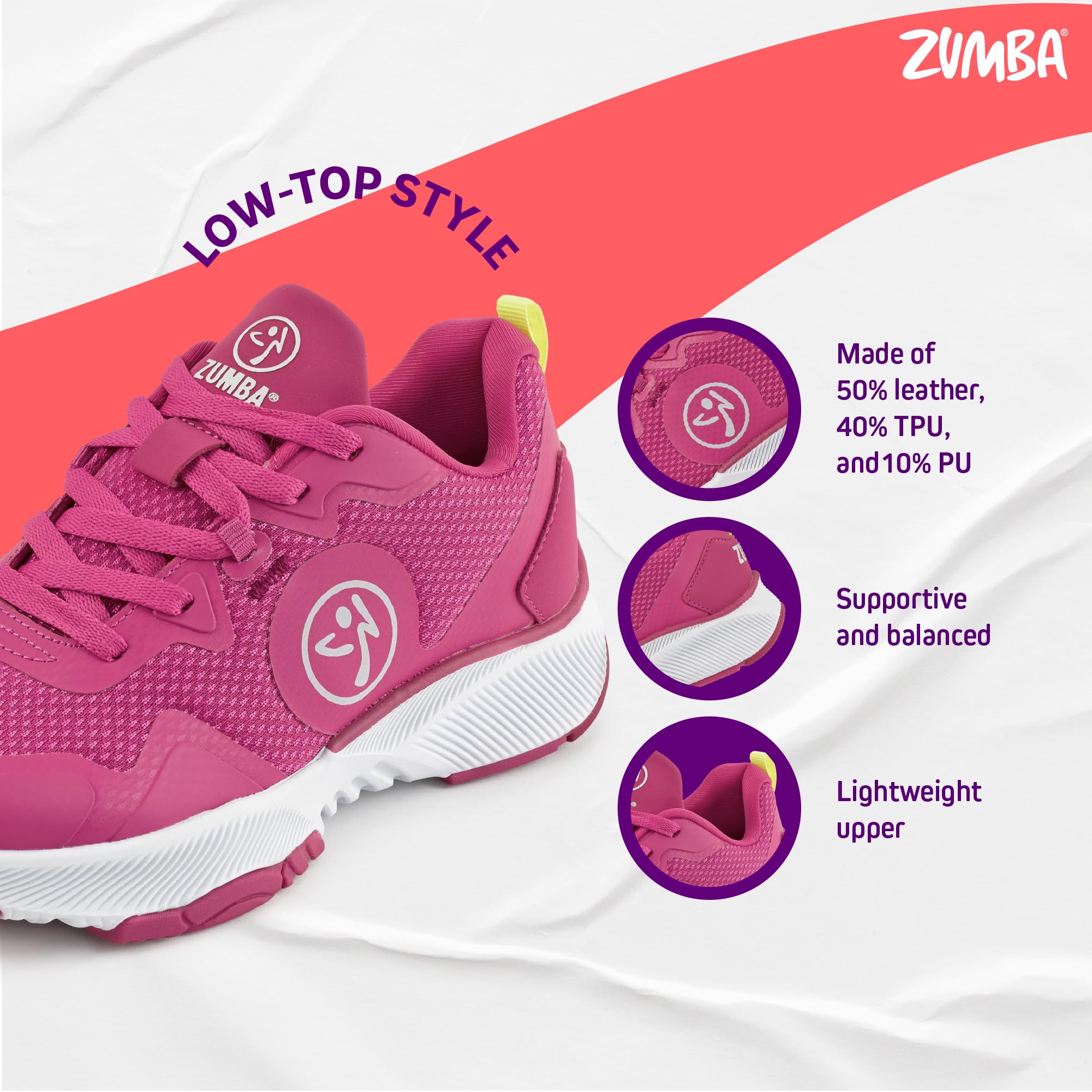 ZUMBA Women's Dance Sneakers for Cardio & Training - Lightweight Workout Shoes for Zumba, Aerobics & Fitness Classes (Ideal for Dance, Gym & Active Lifestyle)