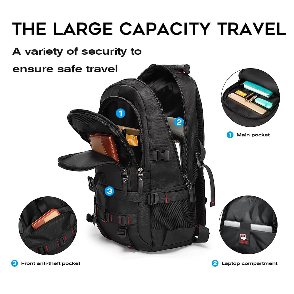 KAKA Travel Backpack TSA Approved 17.3 Inch Laptop Compartment - Waterproof Duffle Bag for Men & Women - Perfect for Air Travel, Hiking & Outdoor Adventures