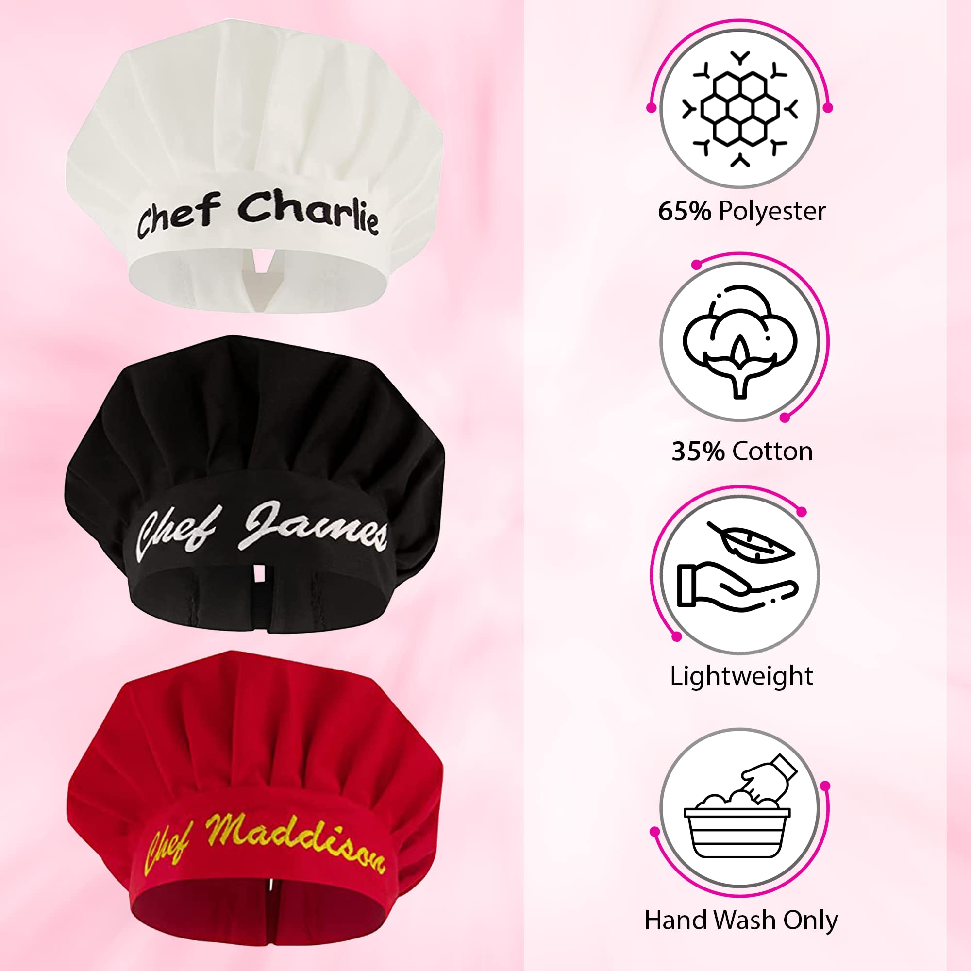 Custom Embroidered Chef Hat for Men & Women - Personalized Cooking Cap with Name - Adjustable Adult Chef Hat for Professional Kitchens, BBQ Parties & Culinary Gifts