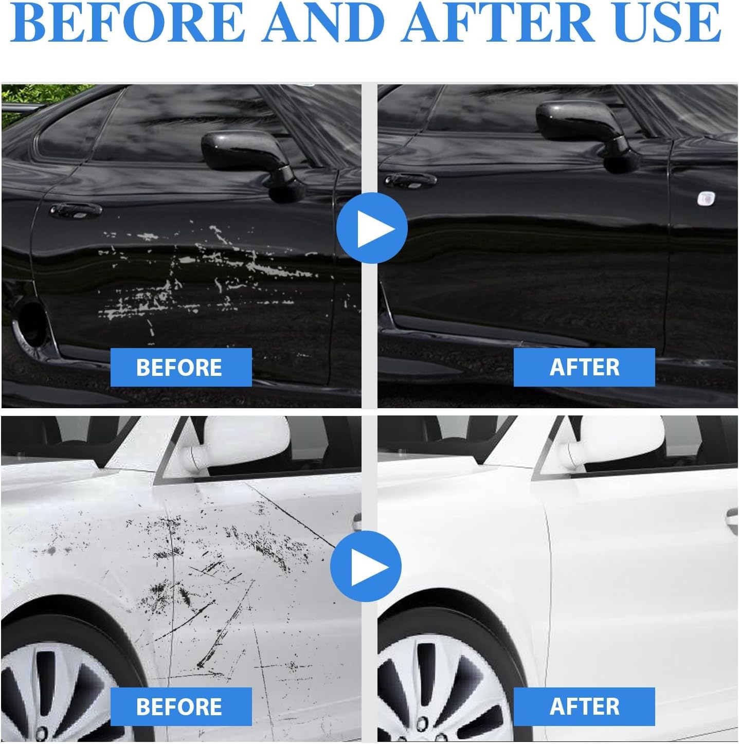 2 Pack Car Scratch Remover Pen - 2024 Upgraded 2-in-1 Touch Up Paint & Scratch Repair Kit for Cars, Trucks & SUVs (Black) | Quick Fix for Minor Scratches & Paint Chips | Perfect for DIY Car Maintenance & Detailing