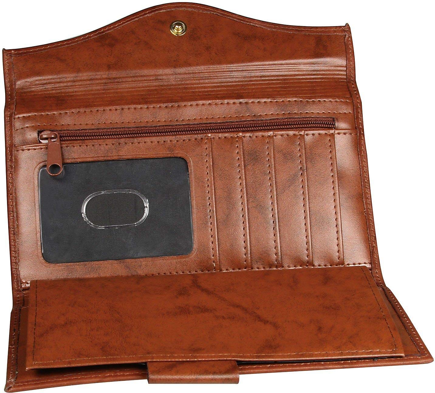 Buxton Heiress Organizer Clutch Wallet for Women - Slim RFID Blocking Leather Wristlet with Multiple Card Slots & Zipper Pocket - Perfect for Travel, Shopping, and Everyday Use