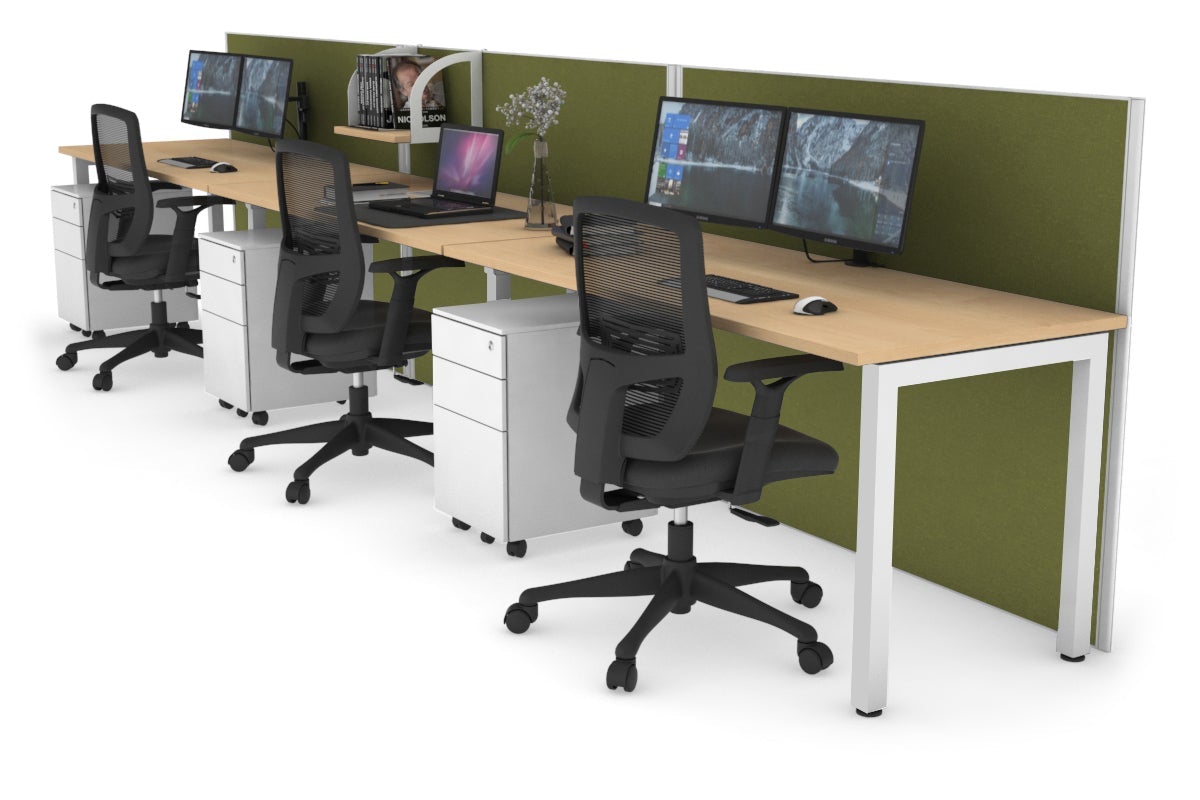 Horizon Quadro 3-Person Office Workstation with Square Legs - 70.9