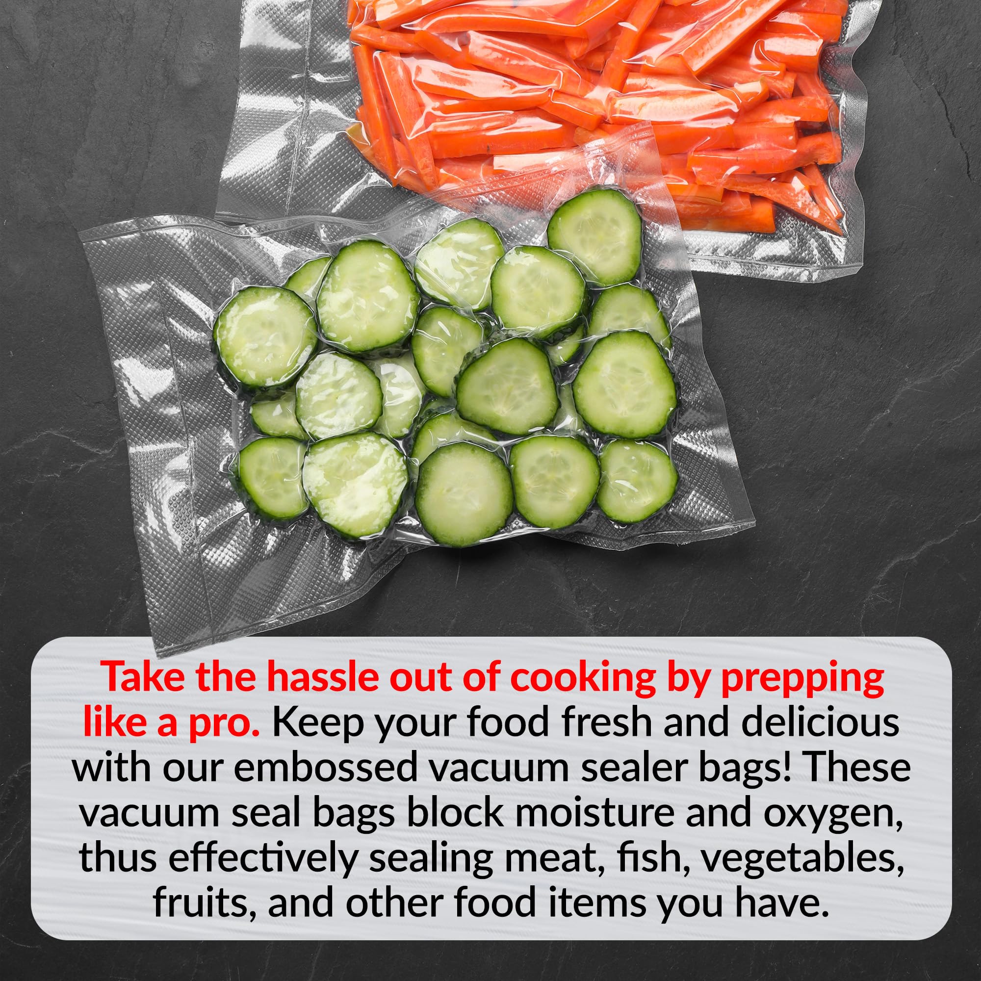 Premium Vacuum Sealer Bags - 100 Pack (20cm x 30cm) | Embossed Food Storage Bags for Sous Vide Cooking, Freezing & Meal Prep | Microwave Safe & Leakproof | Perfect for Home Kitchens & Commercial Use | SVT-06003