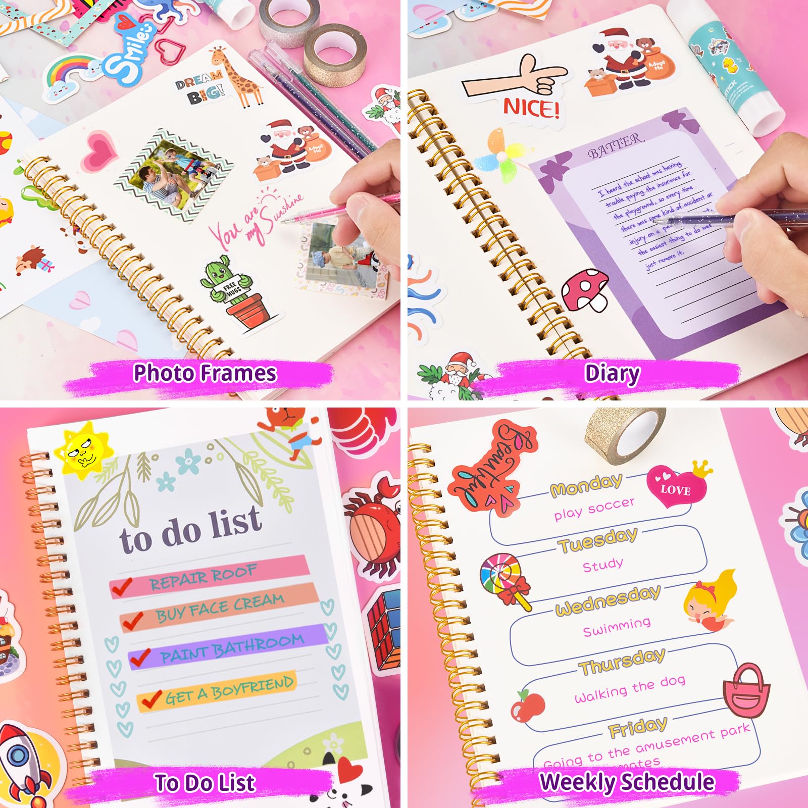 DIY Journal Kit for Girls Ages 8-14 - Creative Scrapbooking & Diary Supplies Set - Perfect Birthday Gift for Teen Girls - Stationery & Art Crafts Kit for Journaling, Memory Keeping & Creative Writing