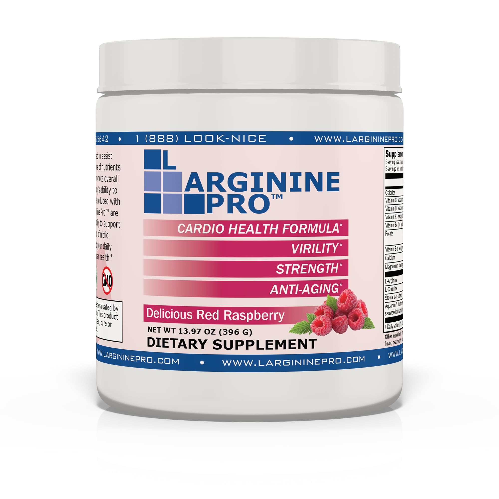 Premium L-Arginine Pro Supplement Powder - 5,500mg L-Arginine + 1,100mg L-Citrulline per Serving - 4 Jars Raspberry Flavor - Supports Heart Health, Blood Flow & Athletic Performance - Ideal for Pre-Workout, Post-Workout & Daily Wellness