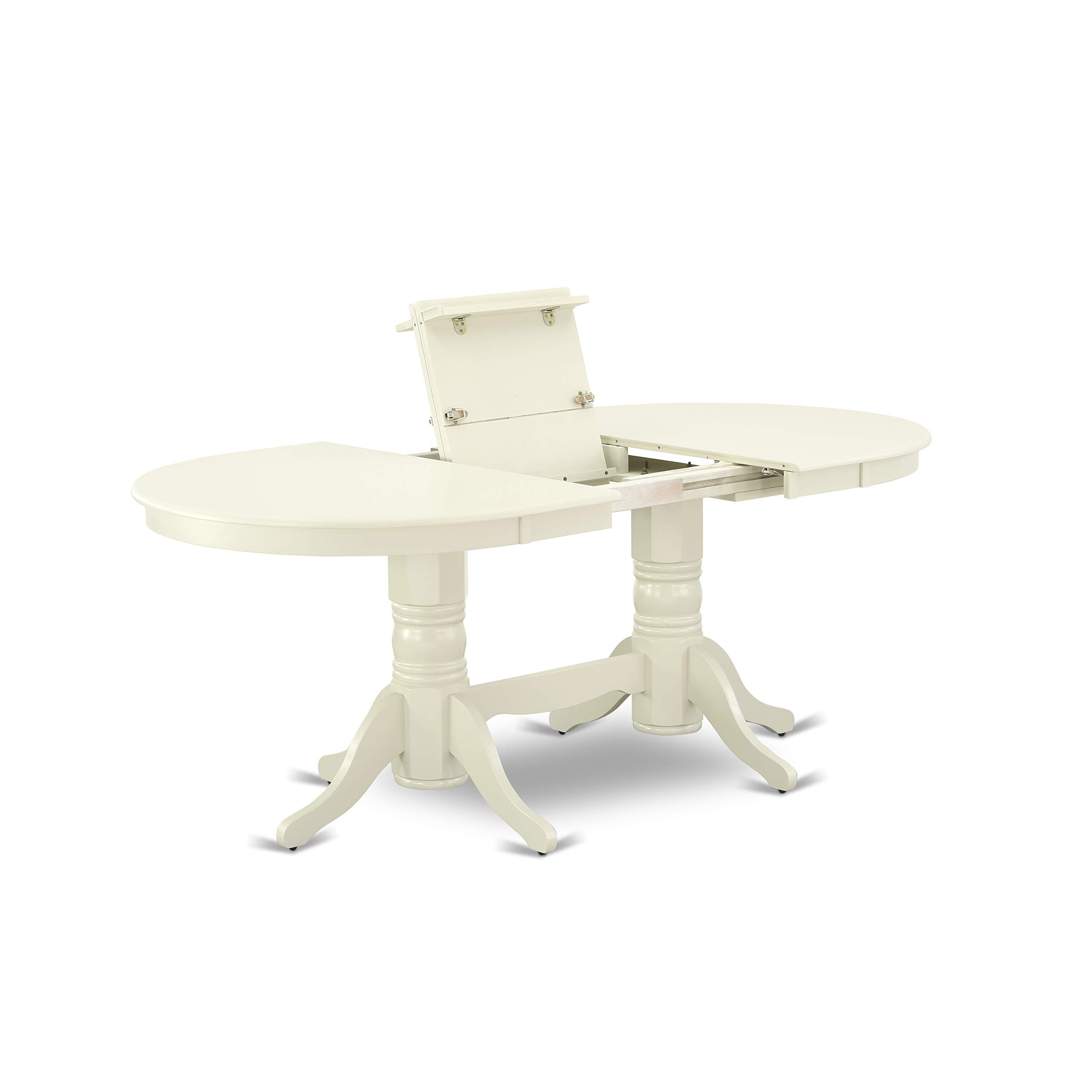 East West Furniture VAIP7-LWH-W 7-Piece Kitchen Dining Set with Oval Table & 6 Chairs, Butterfly Leaf Extends to 76