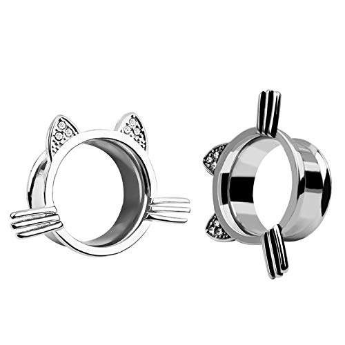 3 Pairs Stainless Steel Ear Gauges Plugs Tunnels - Cute Cat Shape Ear Stretchers for Piercing Jewelry | Perfect for Body Modification, Punk Fashion & Self-Expression