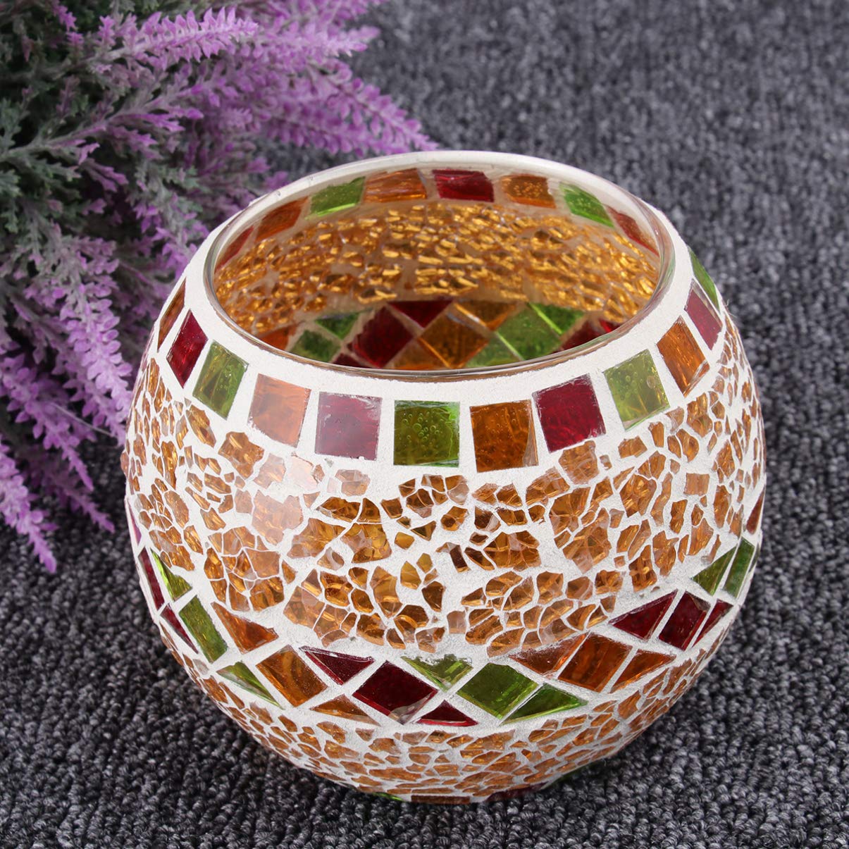 Uonlytech Mosaic Glass Tea Light Holder - Elegant Scented Candle Holder for Home Decor, Wedding Centerpieces & Romantic Ambiance
