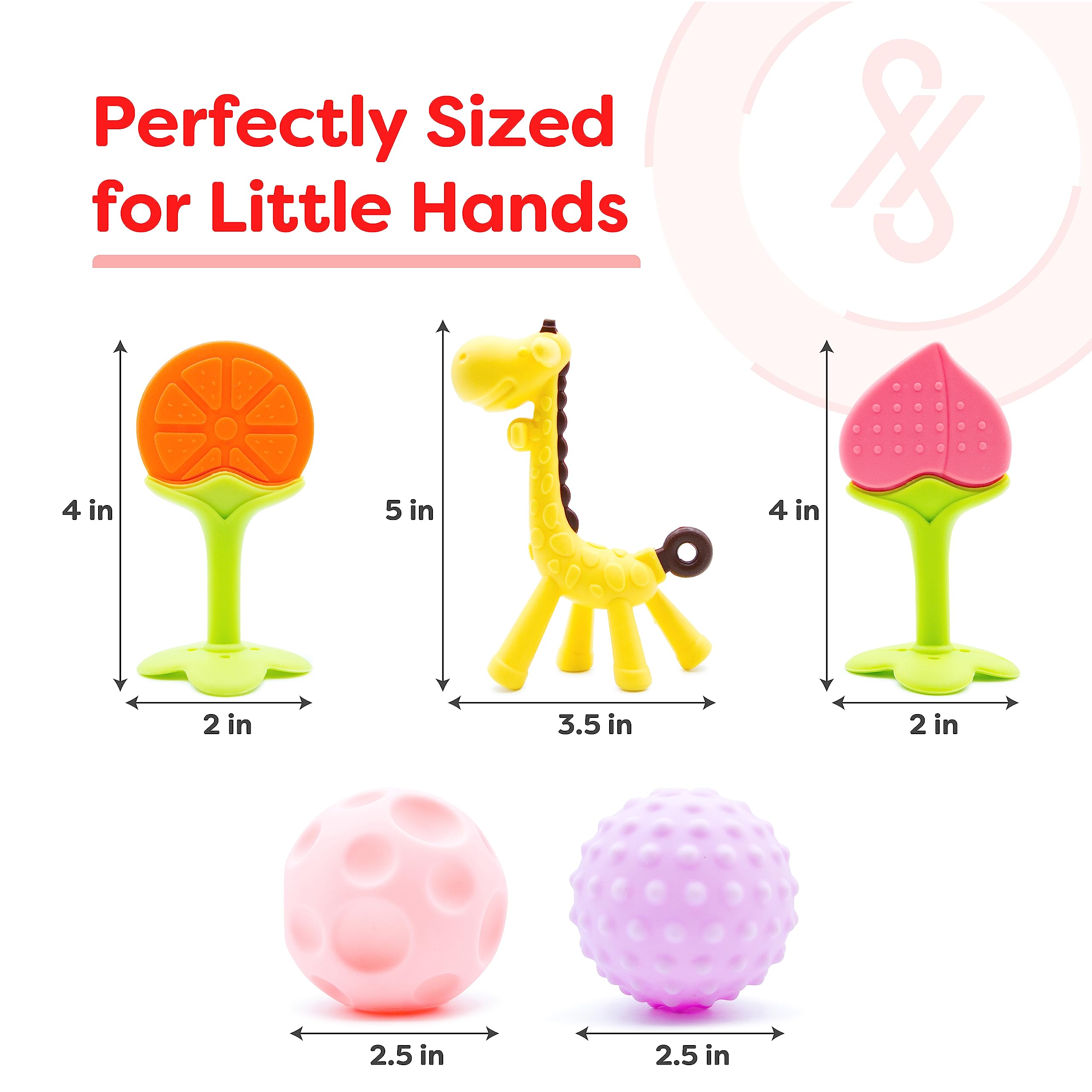 Soft Silicone Teething Toys for Babies 0-12 Months - 5 Pack Sensory Balls & Soothing Teethers for Infant Gum Relief | Perfect for Daycare, Travel & Calming Fussy Babies
