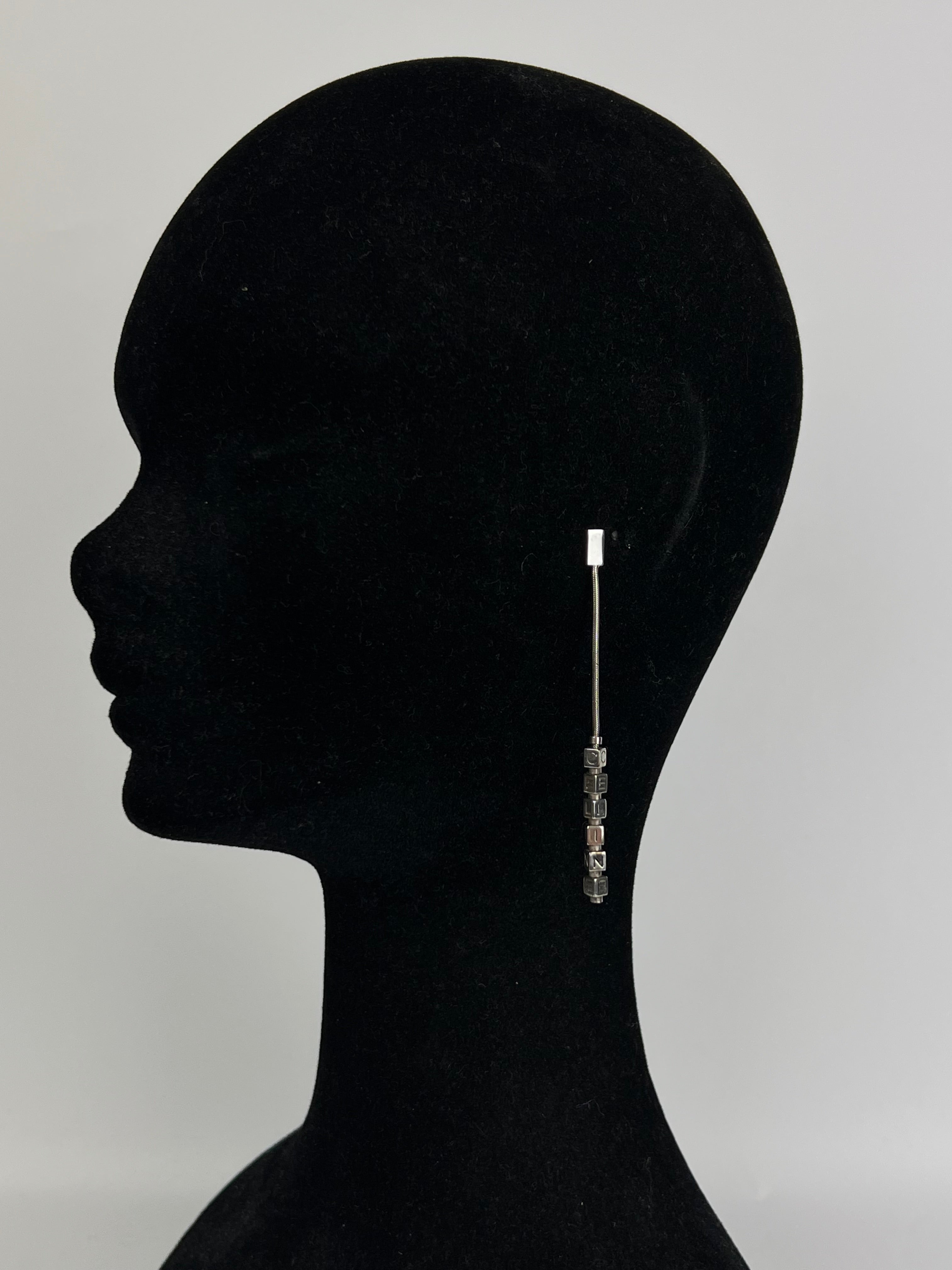 Celine Logo Cube Drop Earrings for Women - Elegant Gold-Tone Fashion Jewelry - Perfect for Parties, Weddings & Everyday Wear