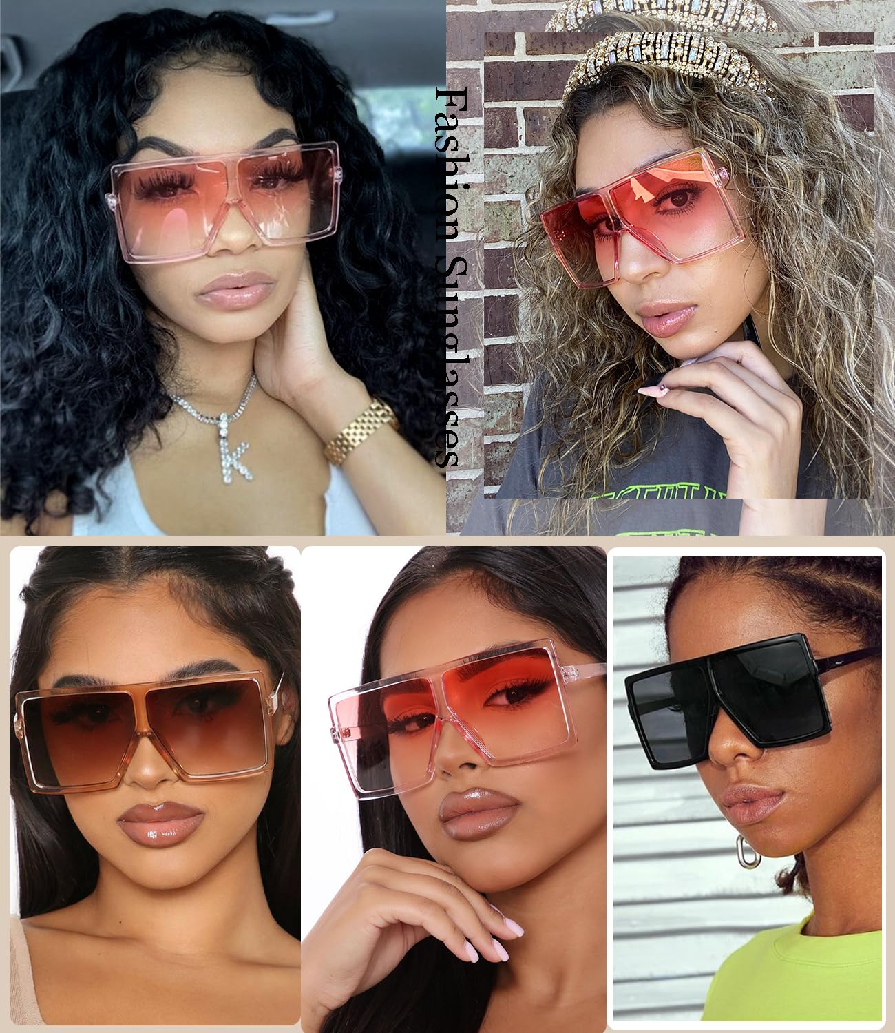 Dollger Square Oversized Sunglasses for Women & Men - Retro 70s Flat Top Shades - UV Protection Fashion Sunglasses - Perfect for Beach, Driving, and Outdoor Activities