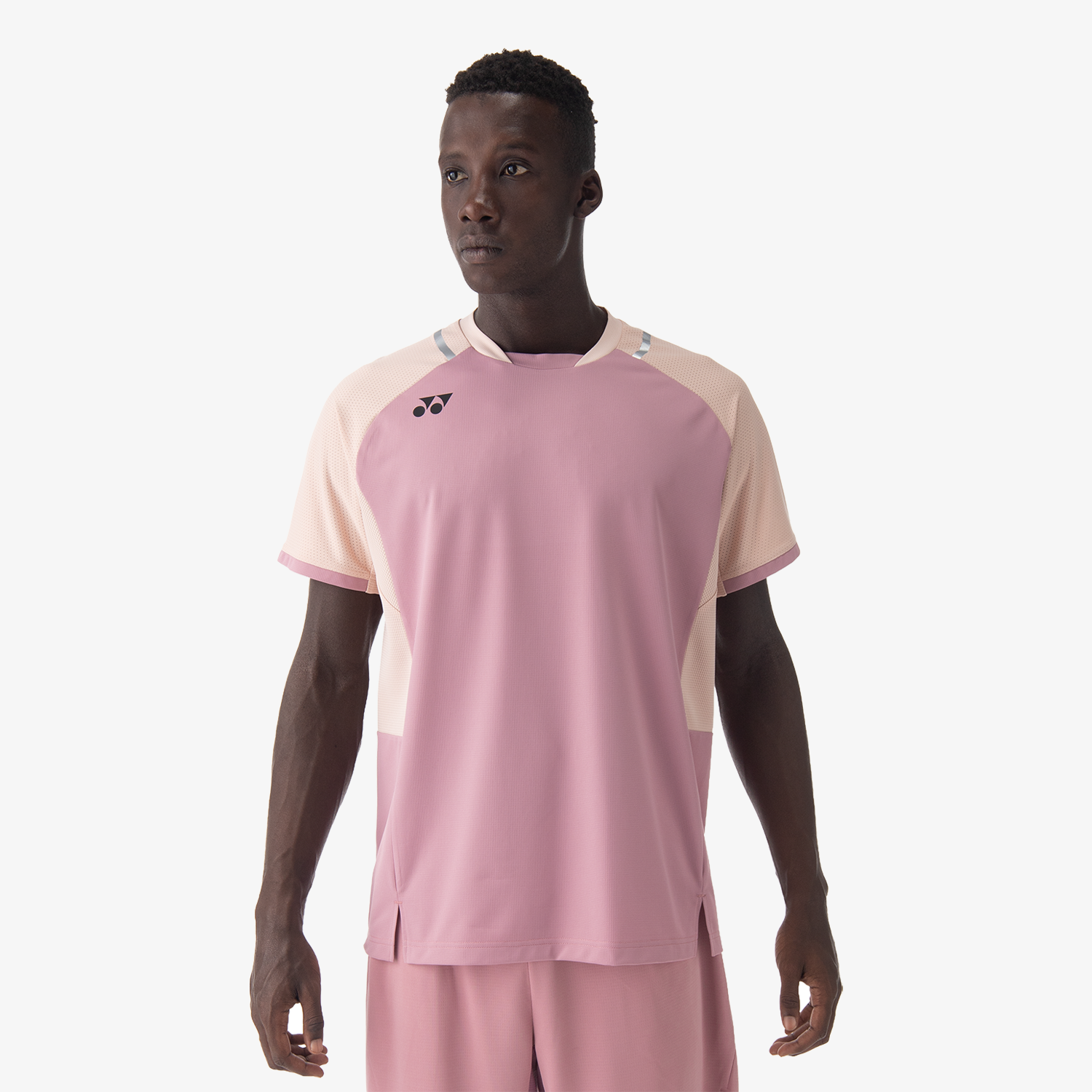 Yonex Men's Crew Neck Performance Tennis Shirt 10633 - Moisture Wicking, Breathable Fabric (Pearl Rose) | Ideal for Tennis, Gym Workouts & Casual Wear
