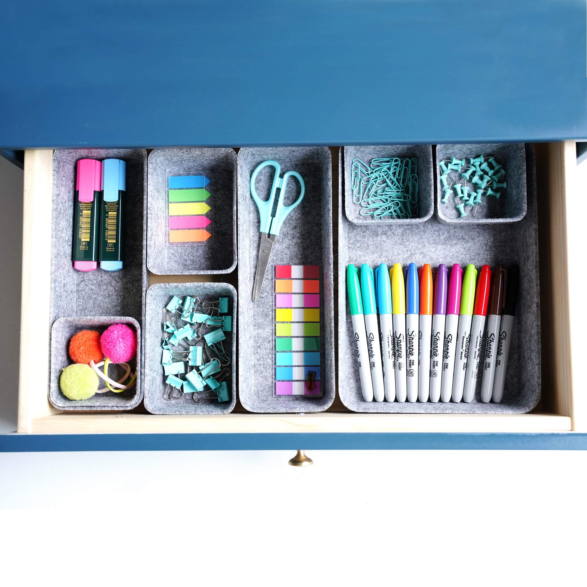 Welaxy 8-Pack Gray Felt Drawer Organizer Trays - Sturdy & Flexible Storage Bins for Office, Jewelry, Makeup, Crafts, Silverware & Tools | Perfect for Home, Office & Travel Organization