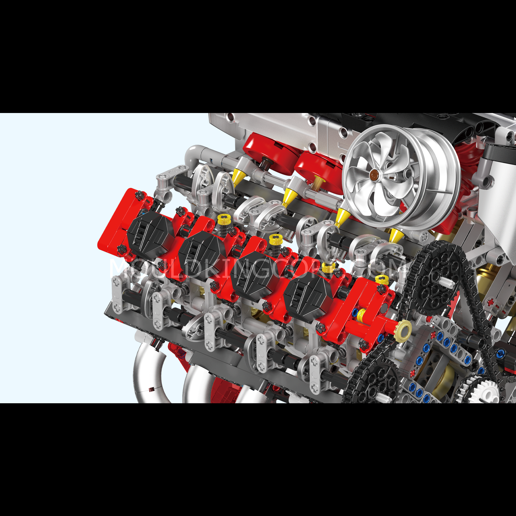 Mould King 10130 F488 Motorized V8 Engine Model Building Kit - 2,718 Pieces STEM Toy for Adults & Teens | DIY Engineering Project, Gift for Car Enthusiasts, Home Office Display