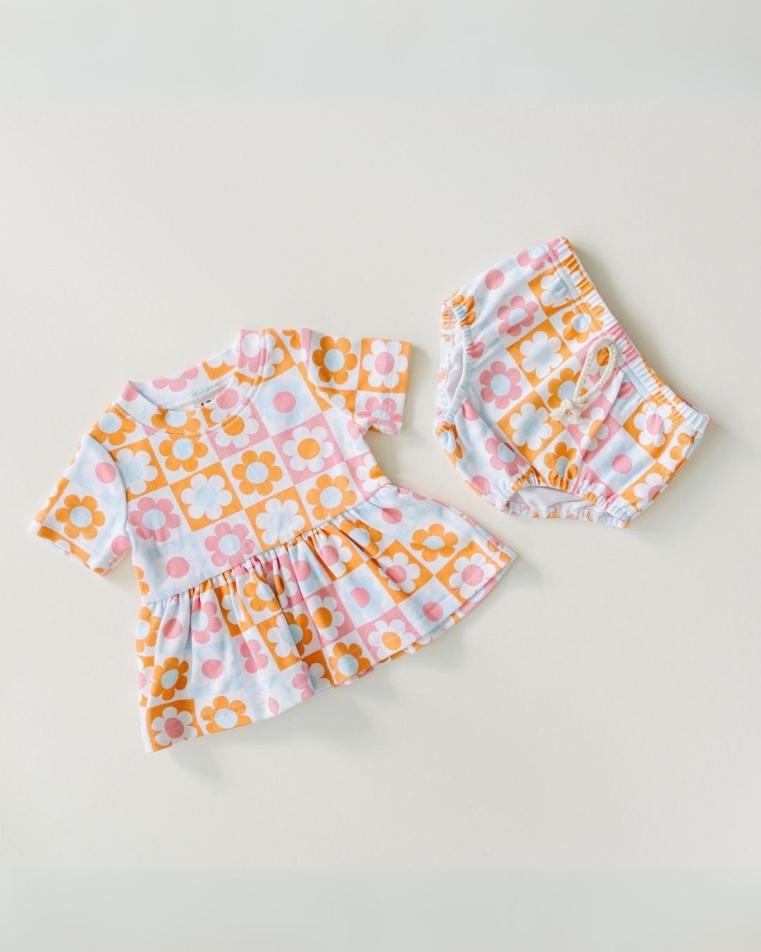 Stylish Cotton Peplum Top & Skirt Set with Checkered & Floral Print - Perfect for Casual Outings, Date Nights & Summer Vacations