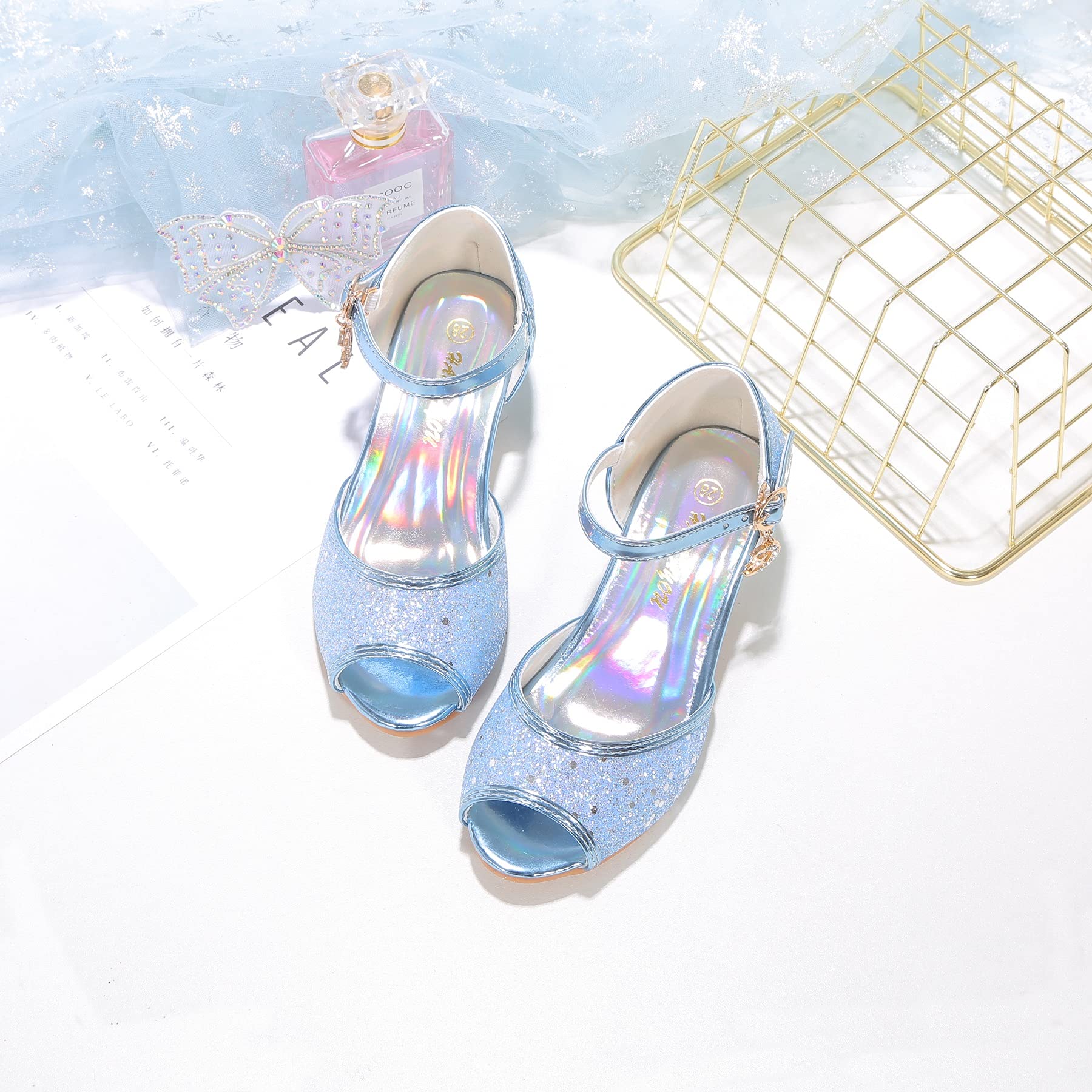 Sparkly Girls Mary Jane Shoes for Weddings & Parties - Princess Flower Strap Dress Shoes for Special Occasions | Perfect for Flower Girls, Pageants & Formal Events