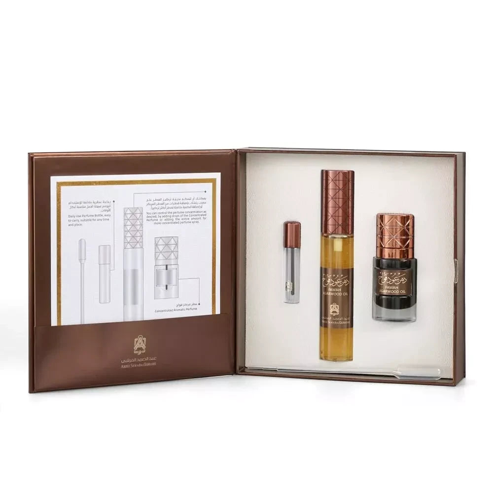 Premium Fawah Agarwood 12ml Essential Oil & 30ml EDP Perfume Set - Luxury Scent for Aromatherapy, Meditation & Special Occasions