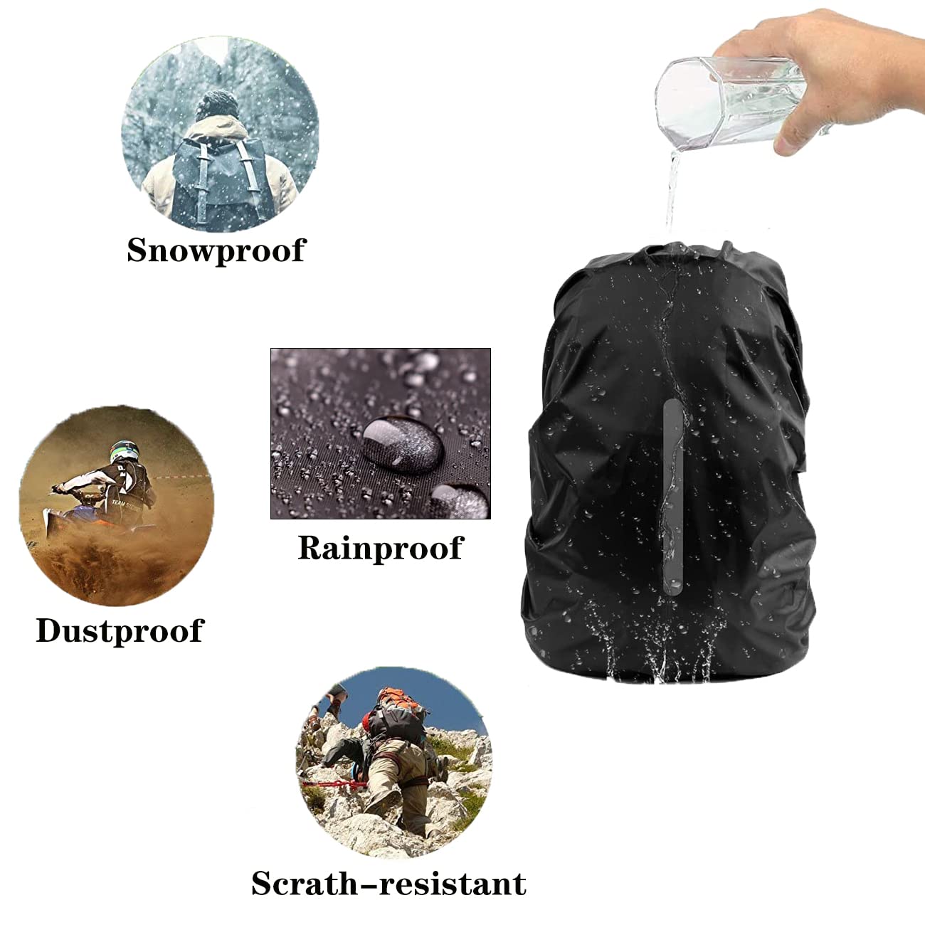 2 Pack Waterproof Backpack Rain Cover with Reflective Strip - Lightweight & Durable Rucksack Protector for Bicycling, Hiking, Camping & Outdoor Adventures