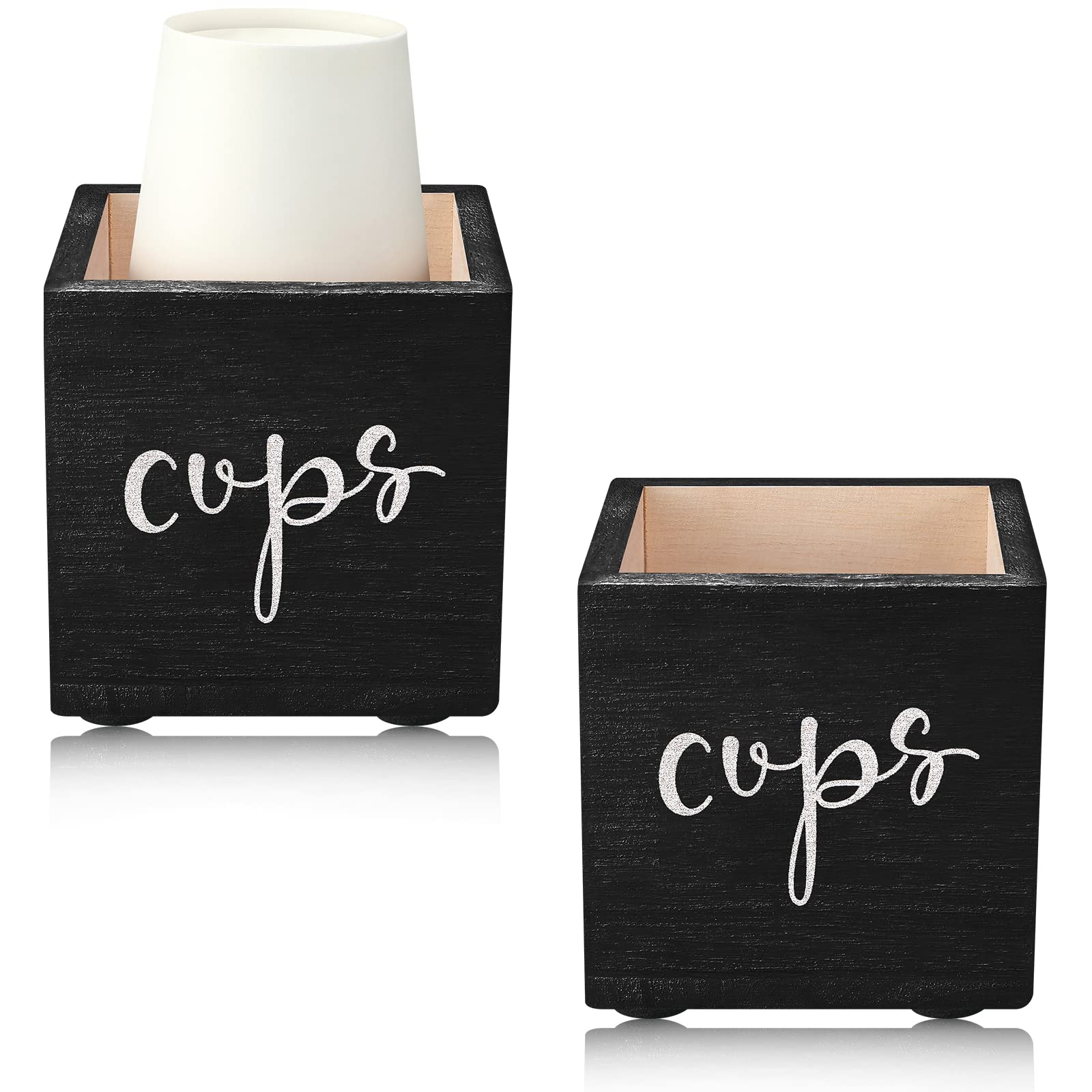 2-Pack Black Bathroom Cup Dispenser - 3oz & 5oz Disposable Paper Cup Holder Storage Box - Farmhouse Style Drink Caddy for Kitchen, Wedding Party Decor - Perfect for Home, Office, and Event Use