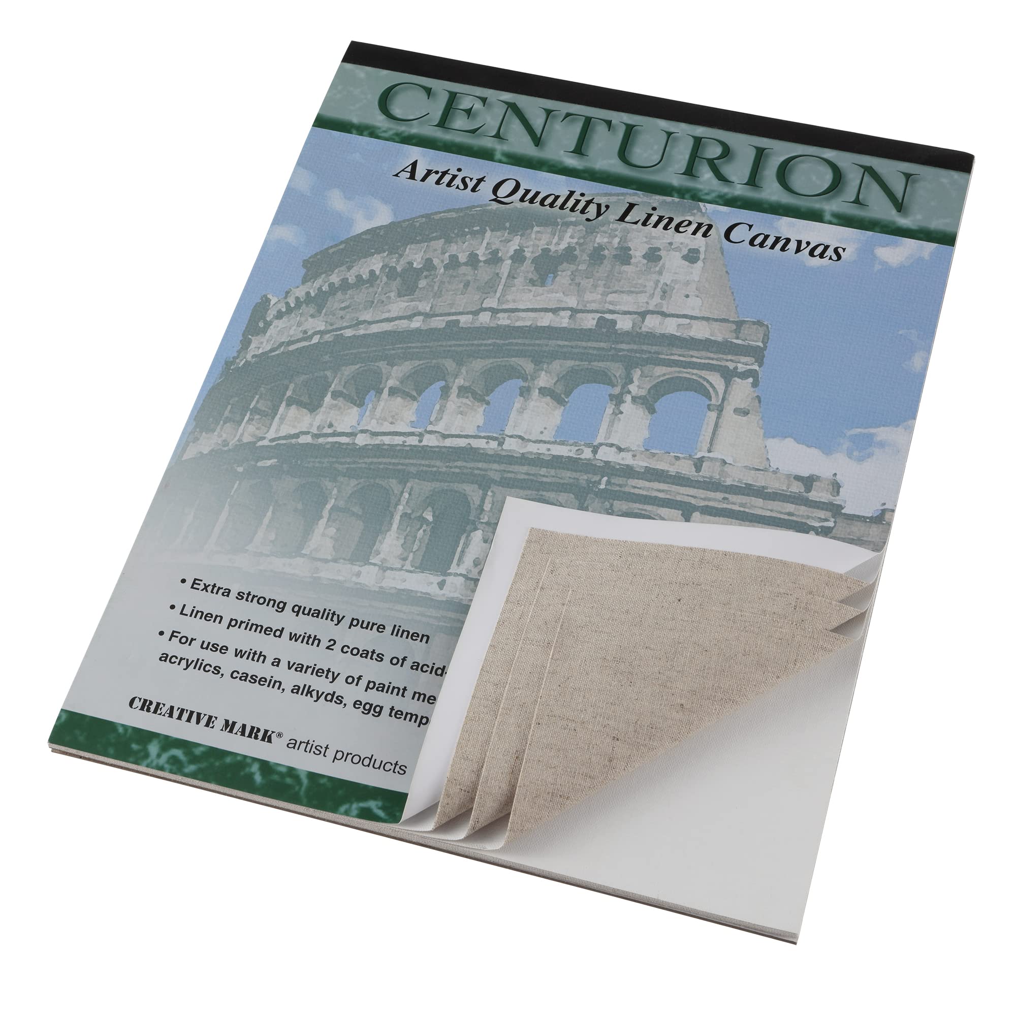 Centurion Artist Professional Linen Canvas Paper Pad for Oil & Acrylic Painting - 10 Sheets 16x20 Inch (40.6x50.8cm) - Acid-Free Premium Texture for Artists - Perfect for Studio Work, Classroom & Outdoor Sketching