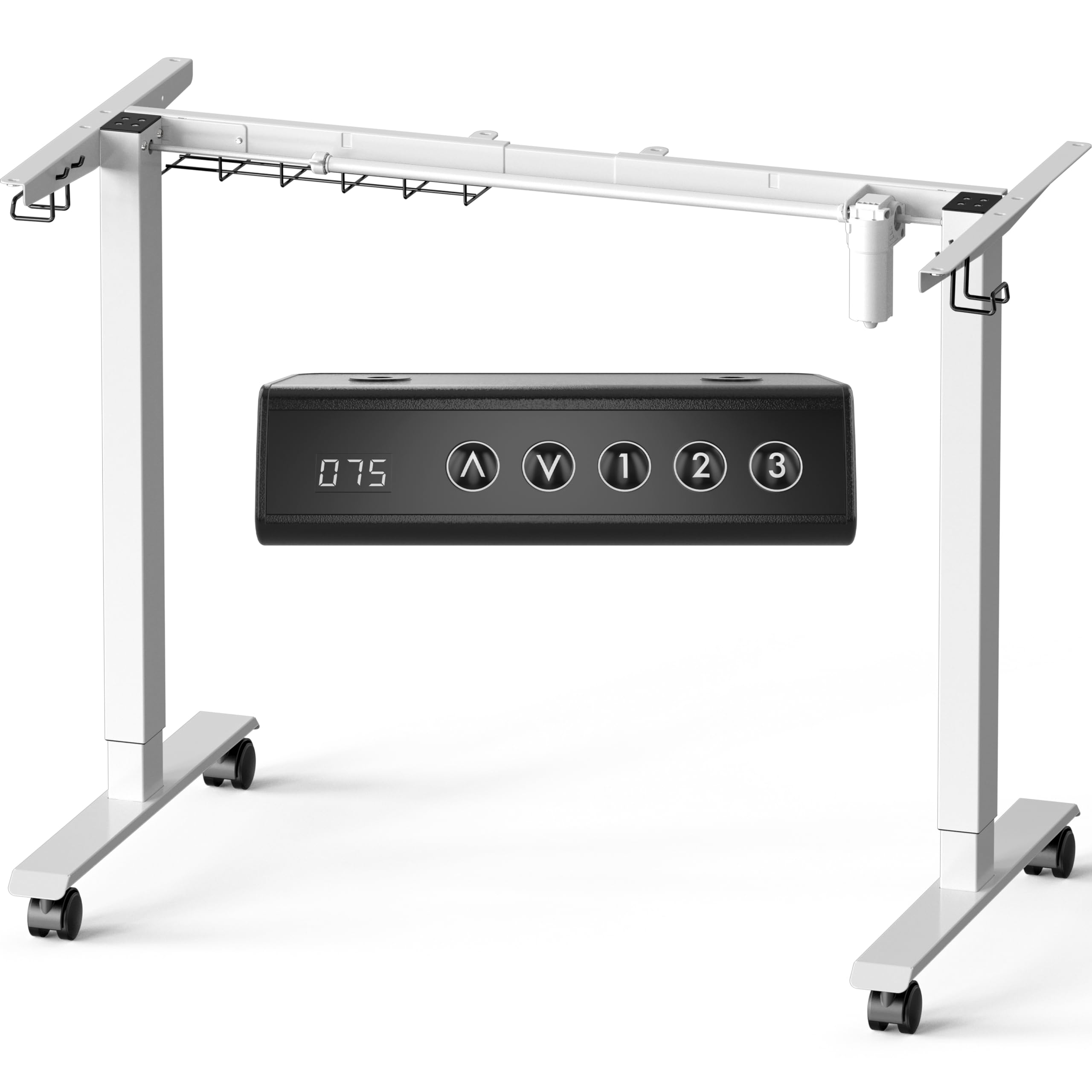 SHW Electric Stand Up Desk Frame - Adjustable Height Mobile Workstation | Ergonomic Standing Desk for Home & Office (White) | Perfect for Remote Work, Gaming & Study Setup