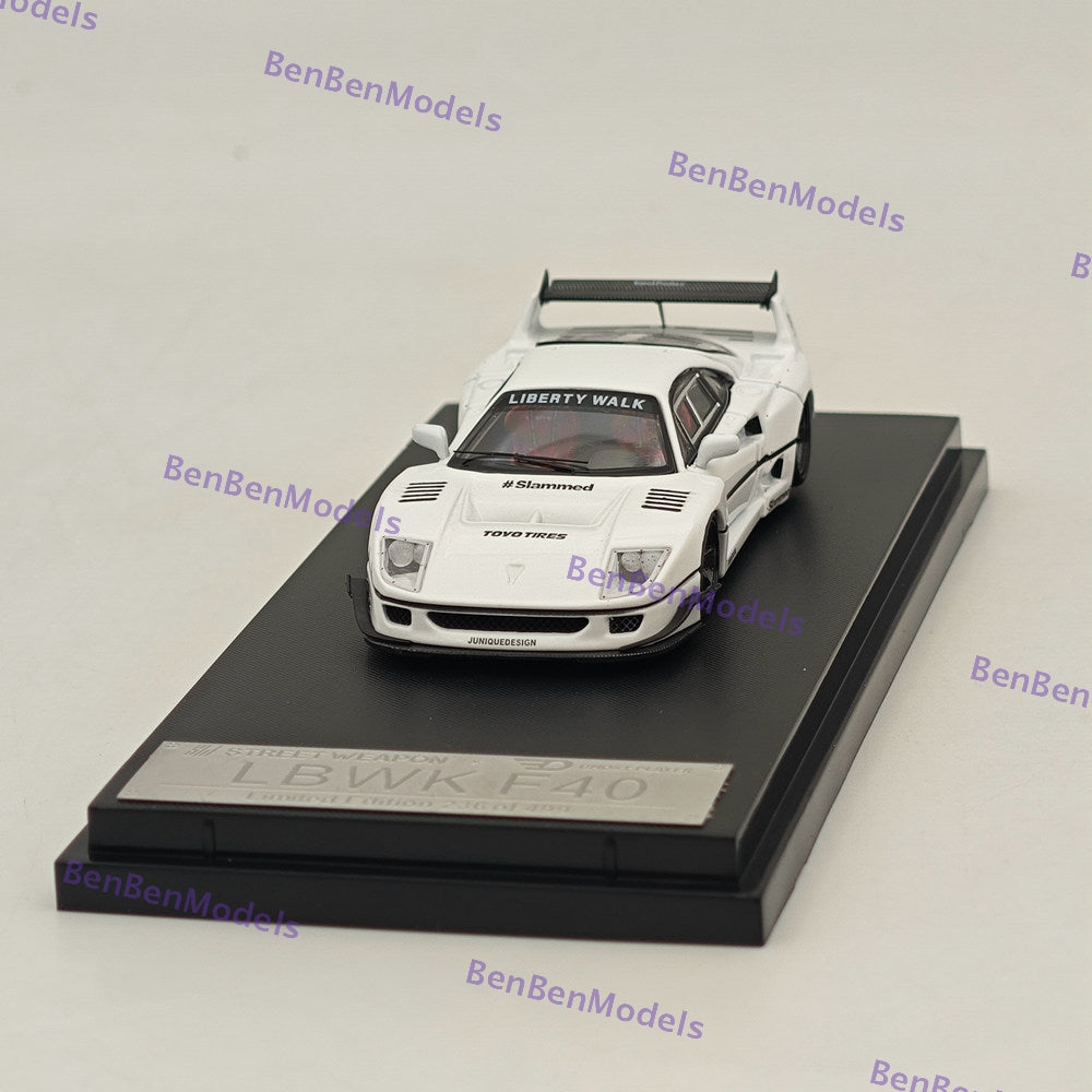 1/64 Scale STREET WARRIOR SW LBWK Ferrari F40 White Diecast Model Car - Limited Edition Collectible for Display, Racing Enthusiasts & Car Lovers