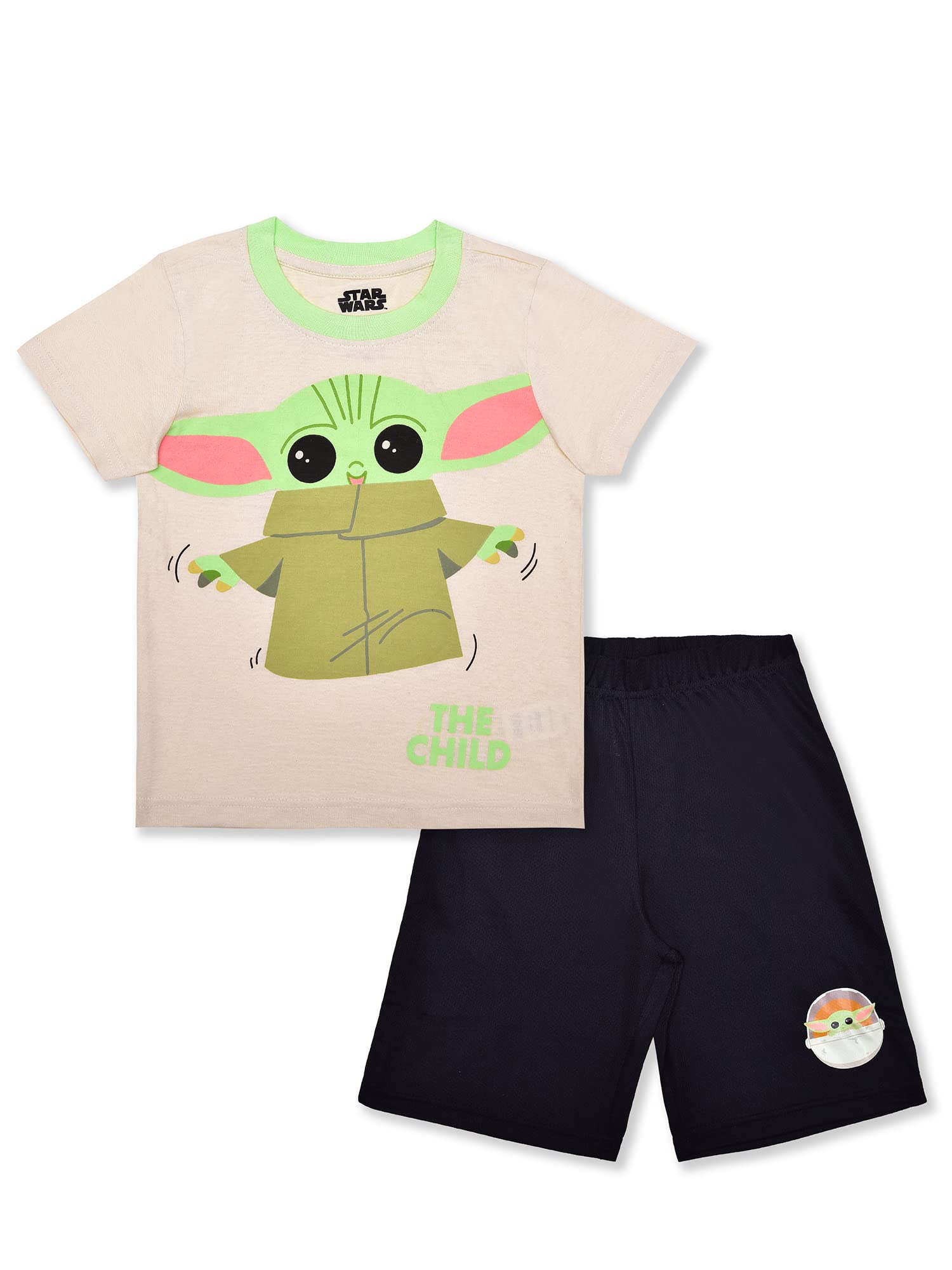 Star Wars Boys' Costume T-Shirt and Shorts Set for Toddlers & Kids - Beige/Black/White | Halloween Cosplay, Birthday Party, Movie Theme Dress Up