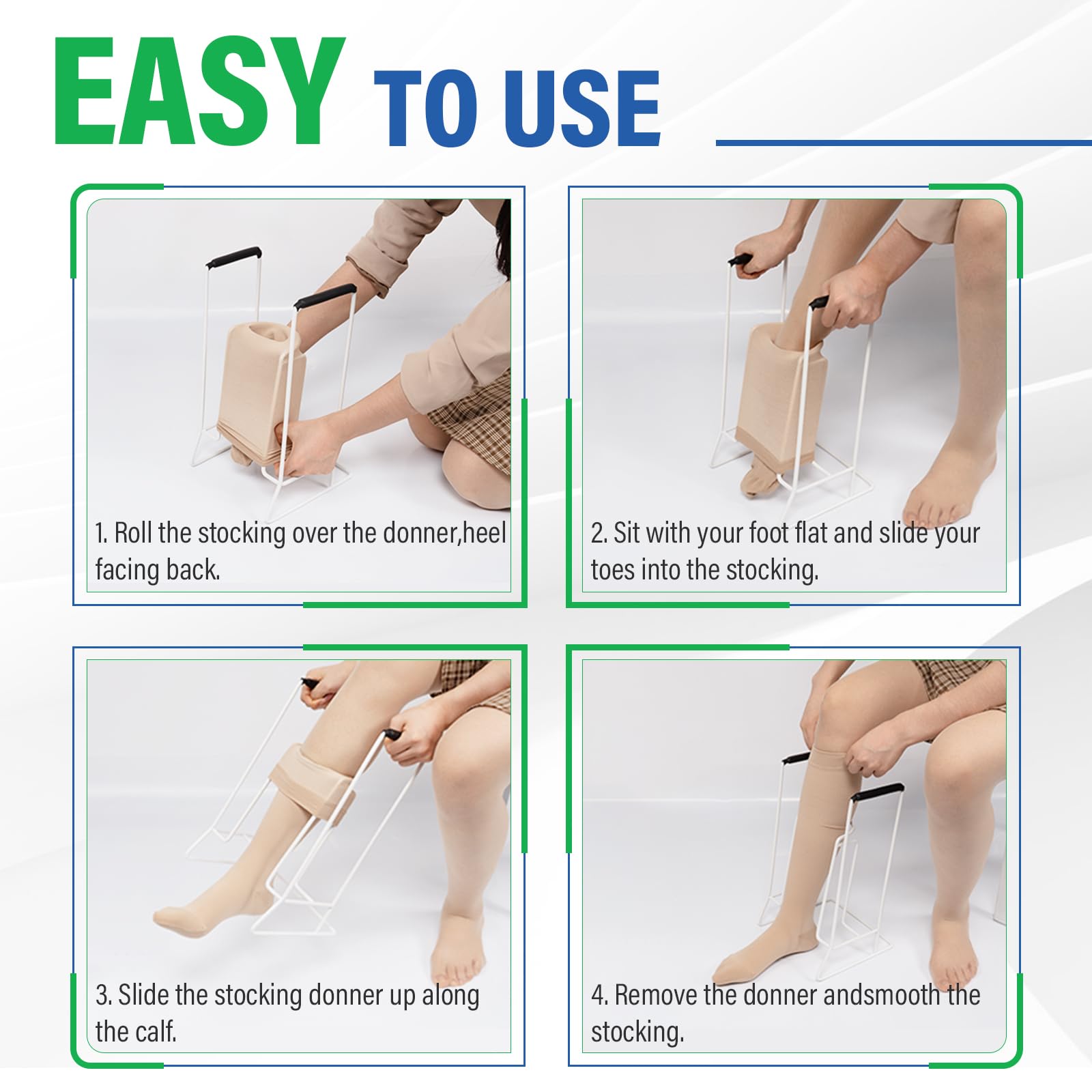 Donner Adaptive Dressing Aid for Compression Socks - Large Sock Assist Tool for 18-20 Inch Calf Circumference - Ideal for Elderly, Arthritis & Post-Surgery Recovery - Essential Mobility Aid for Daily Dressing