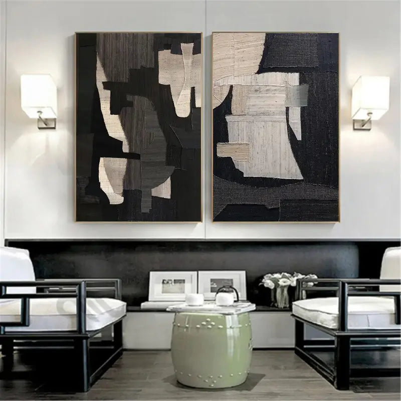 Abstract Tranquility Wall Art Set of 2 - Modern Minimalist Canvas Prints for Home & Office Decor - Perfect for Living Room, Bedroom or Meditation Space