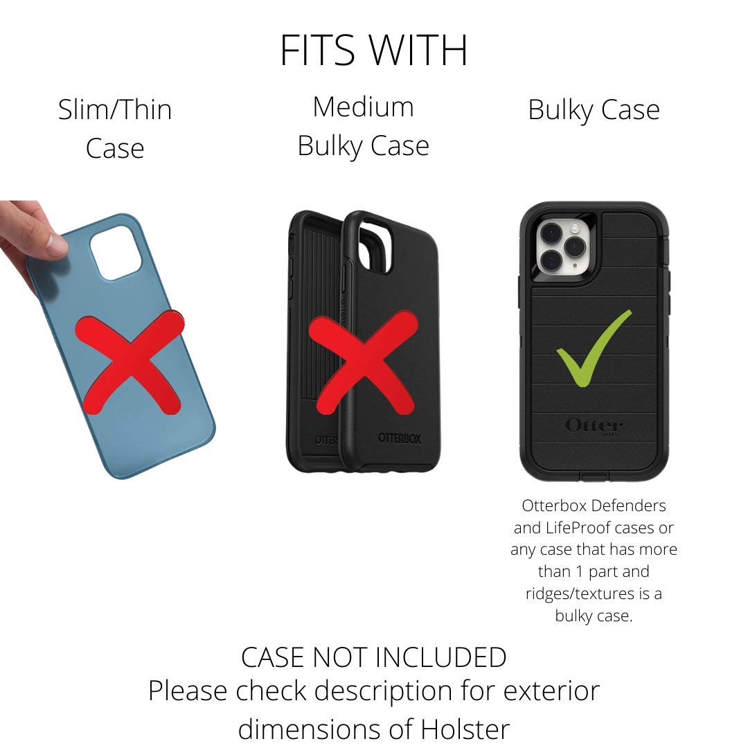 Premium Nylon Phone Holster for iPhone 14/14 Pro/13/13 Pro/12/12 Pro - Black Belt Clip Pouch with Magnetic Closure & Metal Clip - Fits Bulky Cases - Perfect for Running, Hiking, Workouts & Outdoor Activities