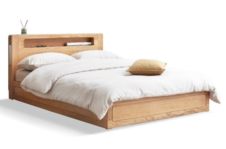 Premium Oak Solid Wood Luminous Box Bed - Durable Nightstand with Glow-in-the-Dark Features for Bedroom, Guest Room, and Kids Room Decor