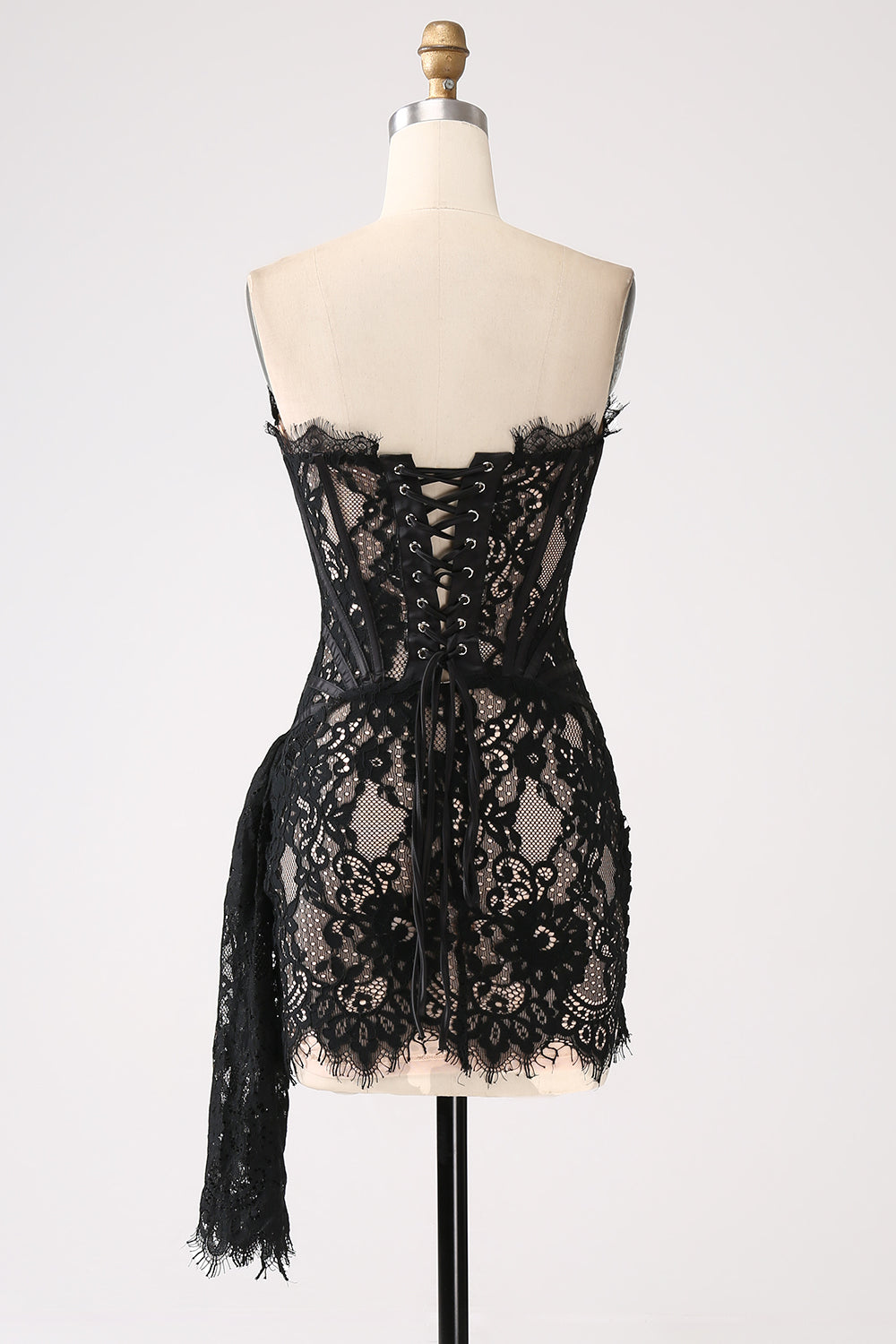 Elegant White Lace Short Graduation Dress with Lace-Up Back - Perfect for Graduation Ceremonies, Proms, and Formal Events
