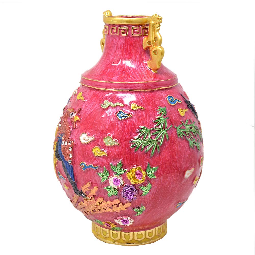 Feng Shui Crimson Phoenix Vase W4155 - Elegant Home Decor for Wealth & Harmony | Perfect for Living Room, Office & Gift Giving