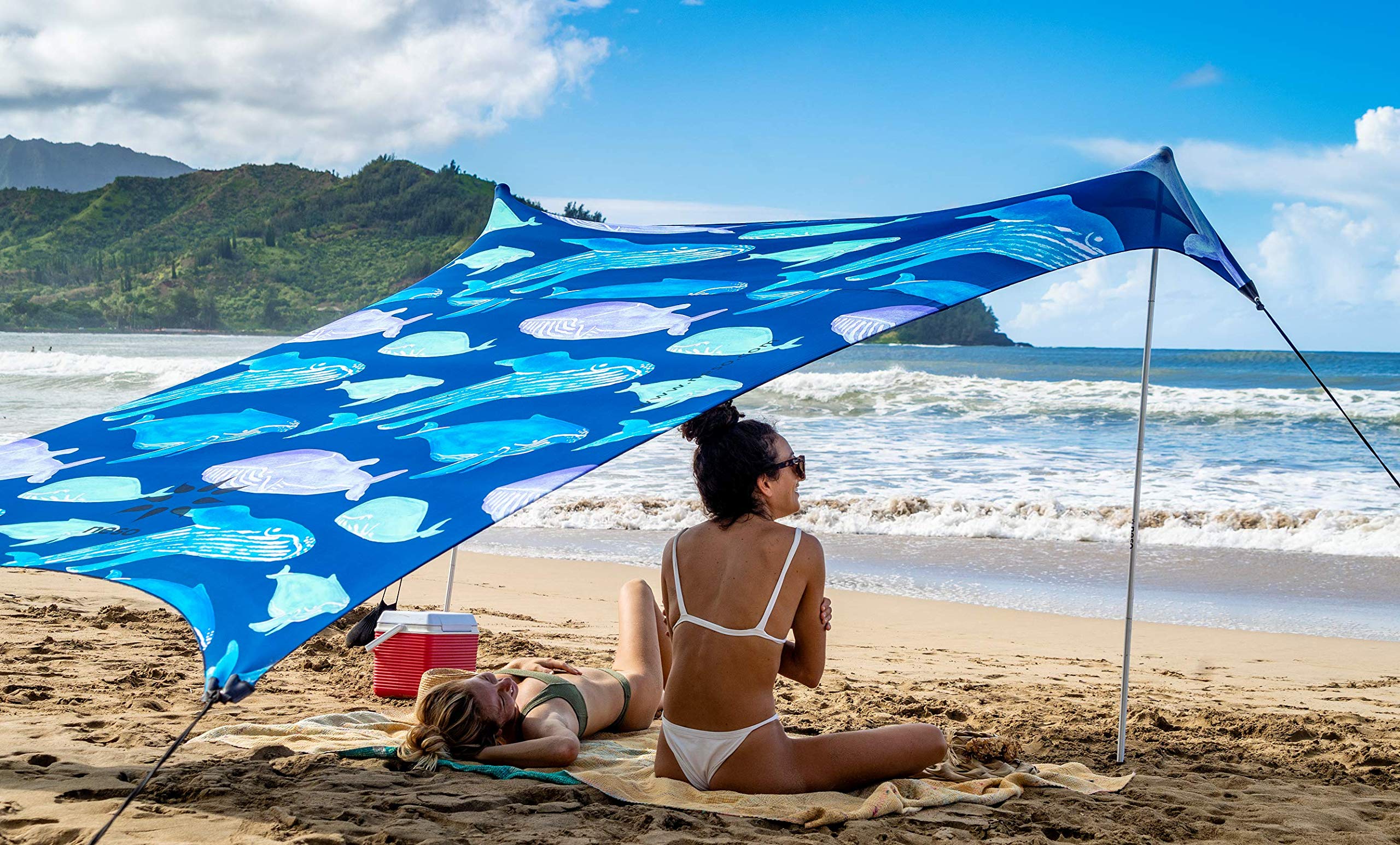 Neso Tents Beach Tent with Sand Anchor - Portable 7' x 7' Sun Canopy Shade with Patented Reinforced Corners (Whales Design) - Perfect for Beach, Camping, Picnics & Outdoor Family Adventures
