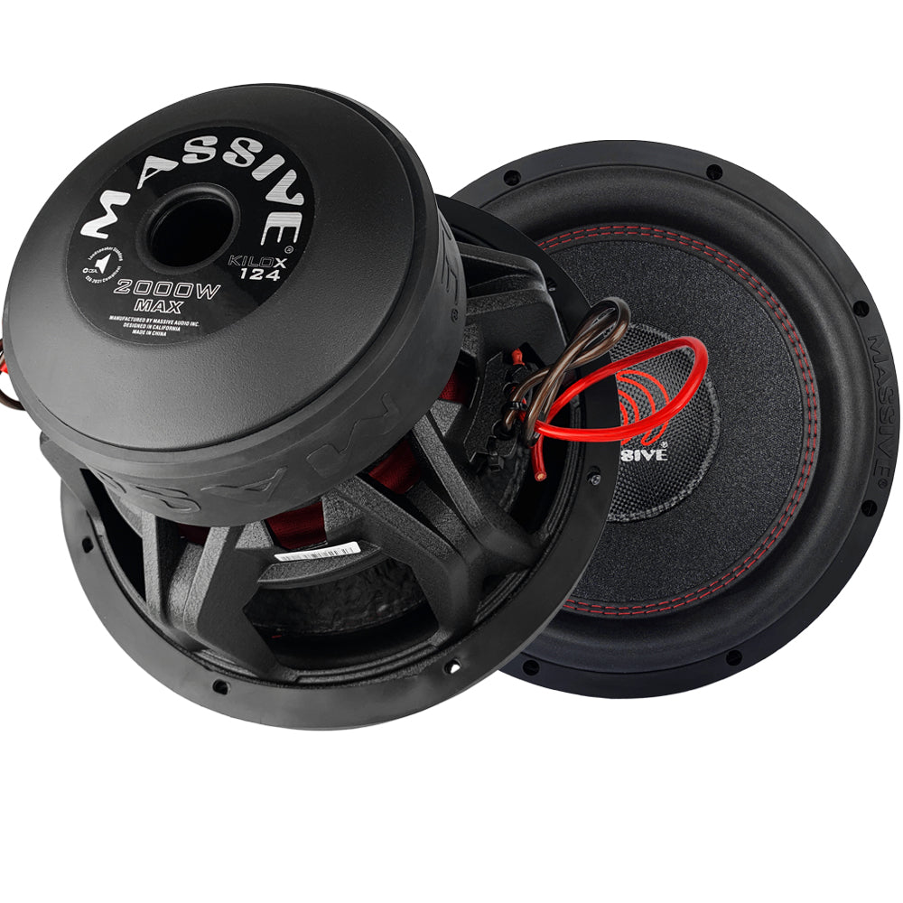 KILOX124 12-Inch 1000 Watts RMS Dual 4 Ohm 3 Voice Coil Car Subwoofer - High Power Bass for Car Audio Systems & Home Theater