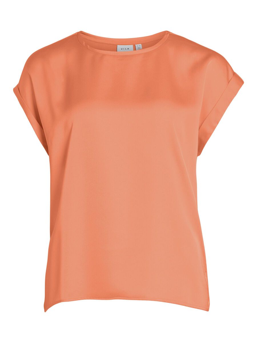 Elle Satin Blouse for Women - Elegant Shell Coral Silk Shirt for Office, Party & Special Occasions