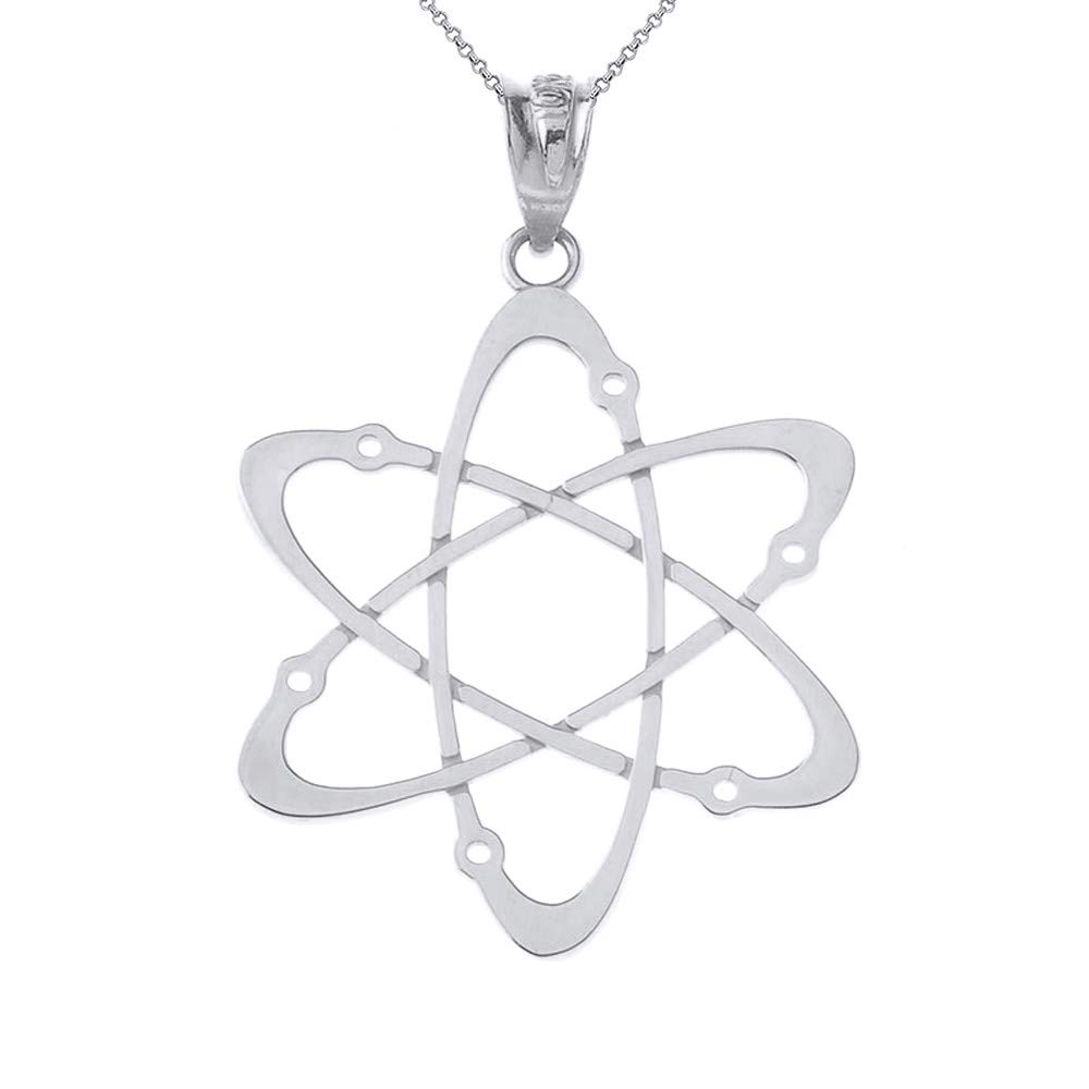 Sterling Silver Carbon Atom Pendant Necklace - Science Jewelry for Chemistry Lovers, Reversible Charm for Men & Women - Perfect Gift for Students, Teachers & Scientists