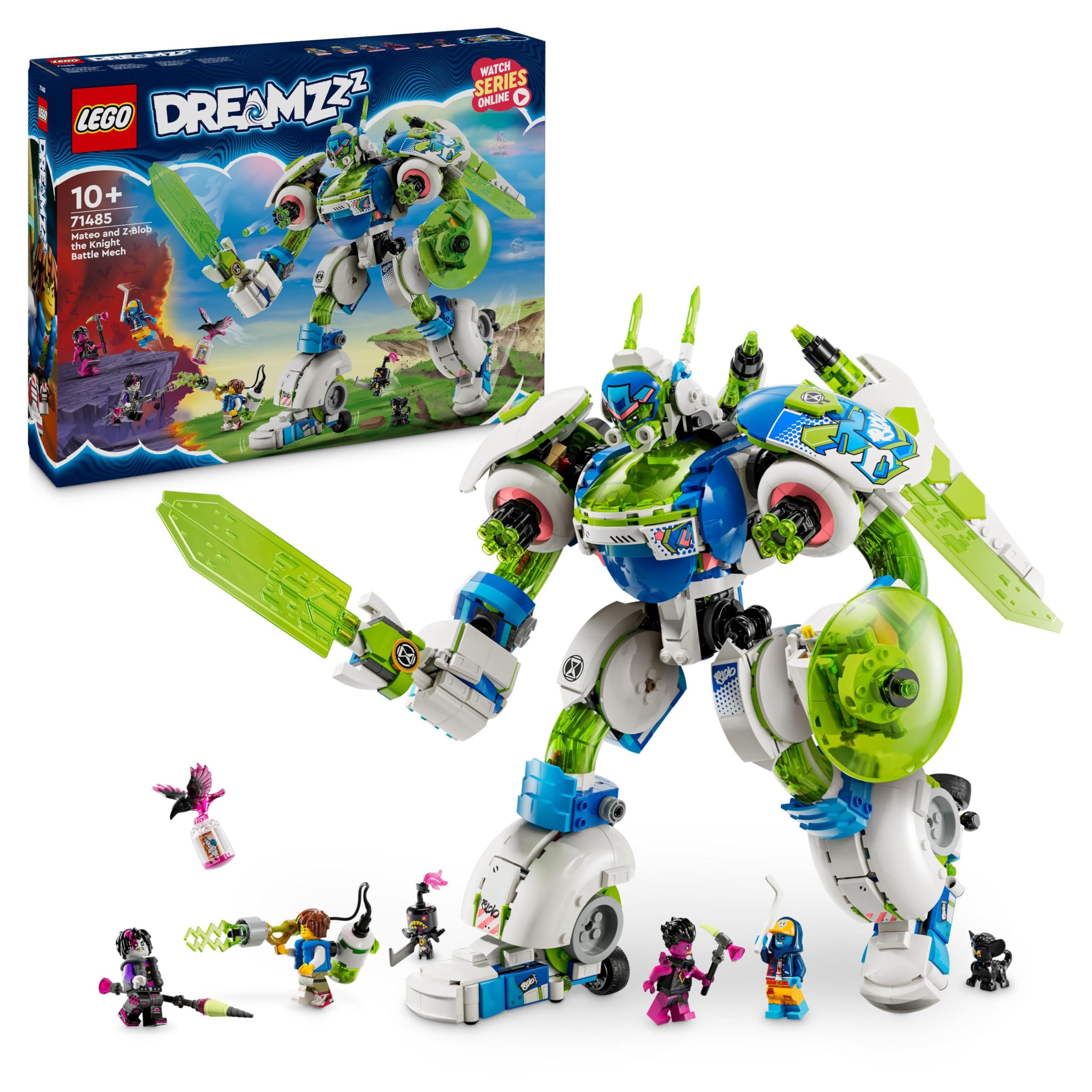 LEGO DREAMZzz 3-in-1 Building Toy Set - Mateo & Z-Blob Knight Mech Battle Robot & Space Shuttle, Creative Construction Kit with 4 Minifigures 71485, STEM Educational Gift for Boys & Girls Ages 10+ | Space Adventure & Robot Battle Play Scenes