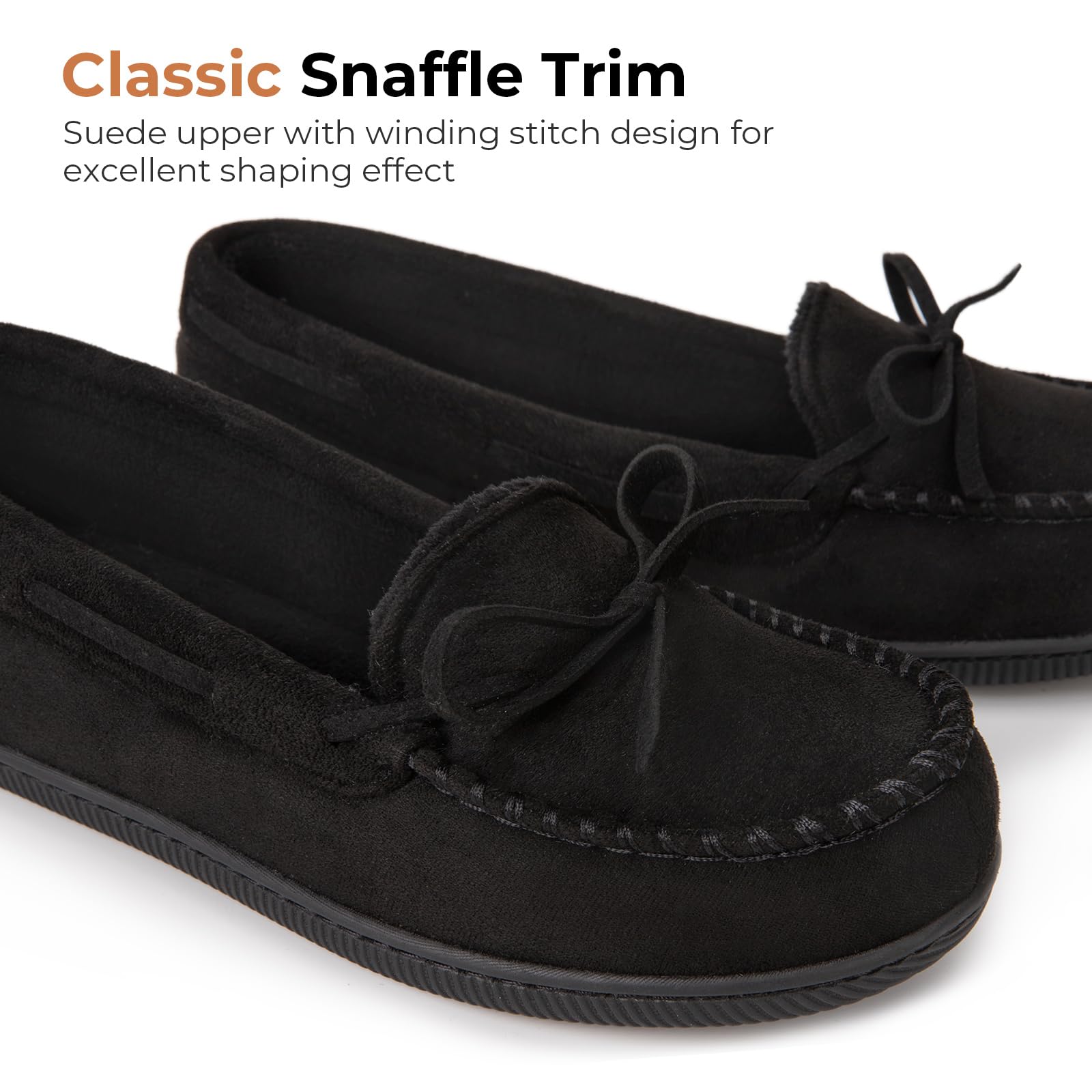 HomeTop Women's Moccasin Slippers - Indoor/Outdoor House Shoes with Memory Foam, Faux Fur & Rubber Sole | Soft Suede Comfort for Home, Office & Travel | Breathable Microsuede Slippers in Multiple Sizes
