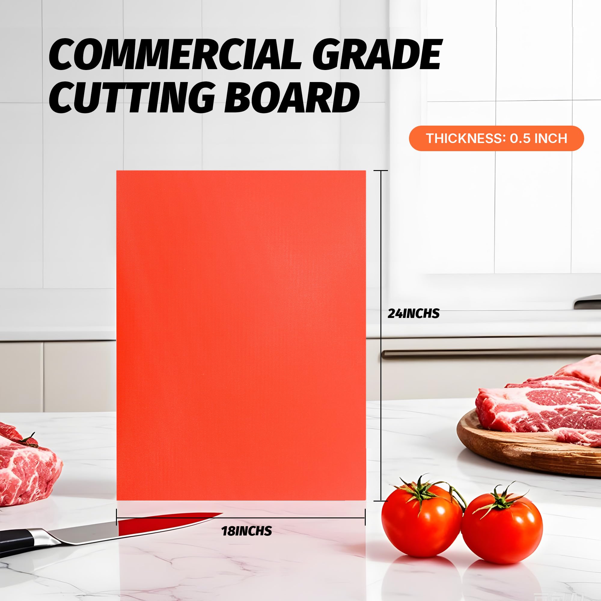 CMI Commercial Grade Plastic Cutting Board Set - 18 x 24 x 1/2 Inch NSF Certified Kitchen Chopping Boards for Vegetables, Meat & Cheese (6-Pack, Multi-Color) - Perfect for Restaurants, Catering & Home Kitchens