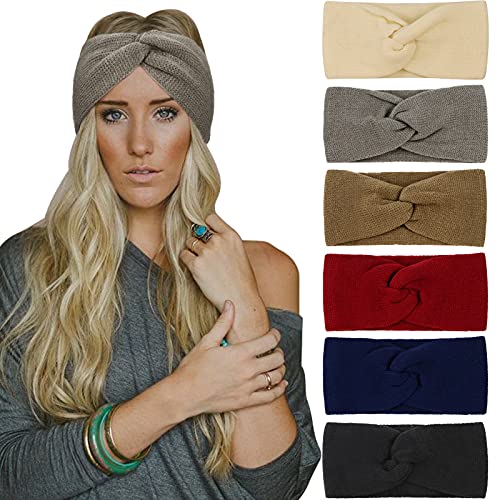 Crochet Ear Warmer Headband Set - 6 Pack Soft Knit Winter Headbands for Women & Girls - Perfect for Skiing, Running, Yoga and Cold Weather Protection