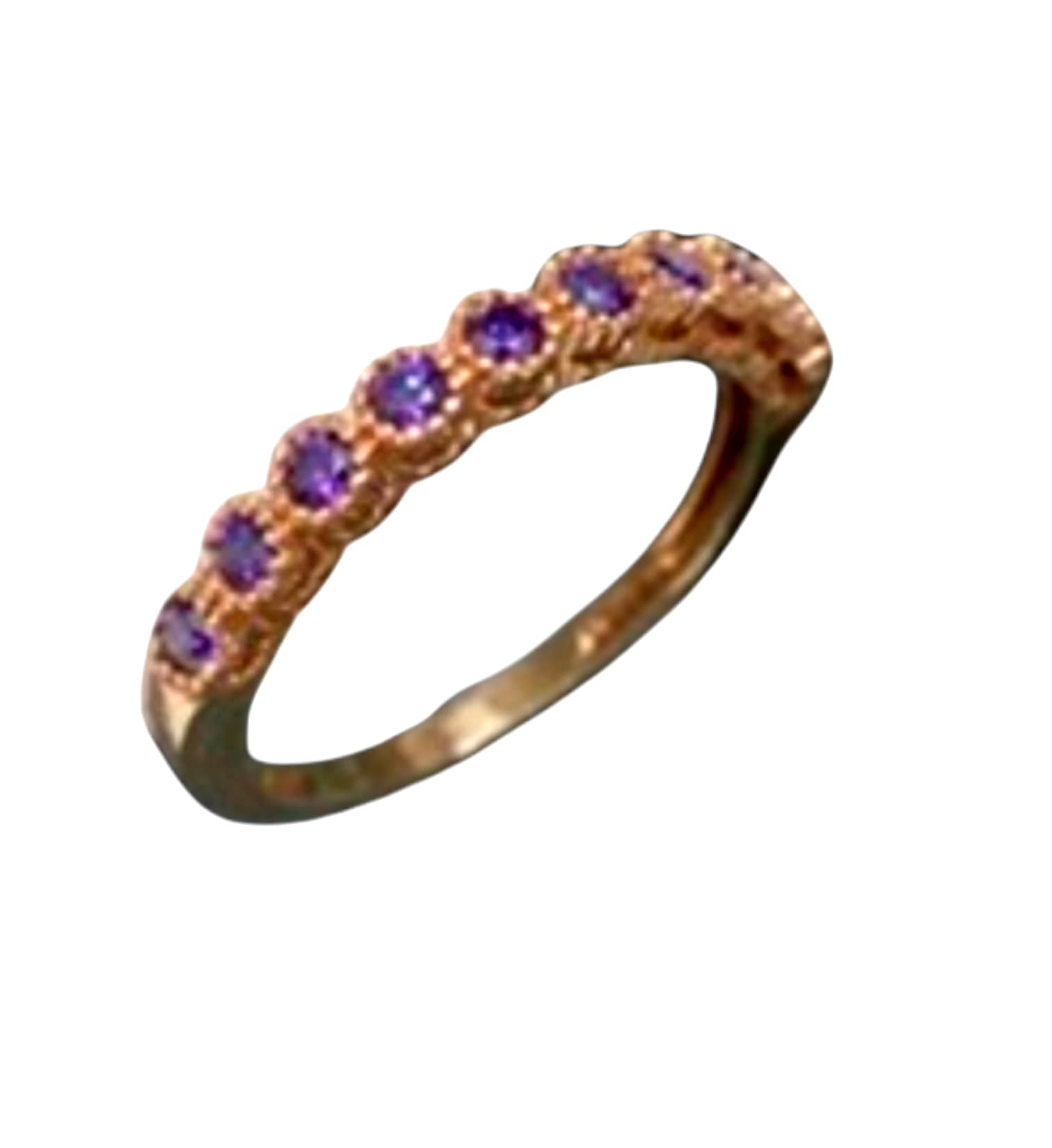 Multi Gemstone Band Ring - Amethyst & Tiny Stones Gold Filled Ring for February Birthdays, Bridal Party & Everyday Wear