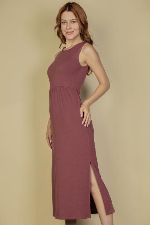 Stylish Ribbed Side Slit Tank Midi Dress for Women | Summer Casual & Party Outfit | Perfect for Beach Vacations, Date Nights and Office Wear